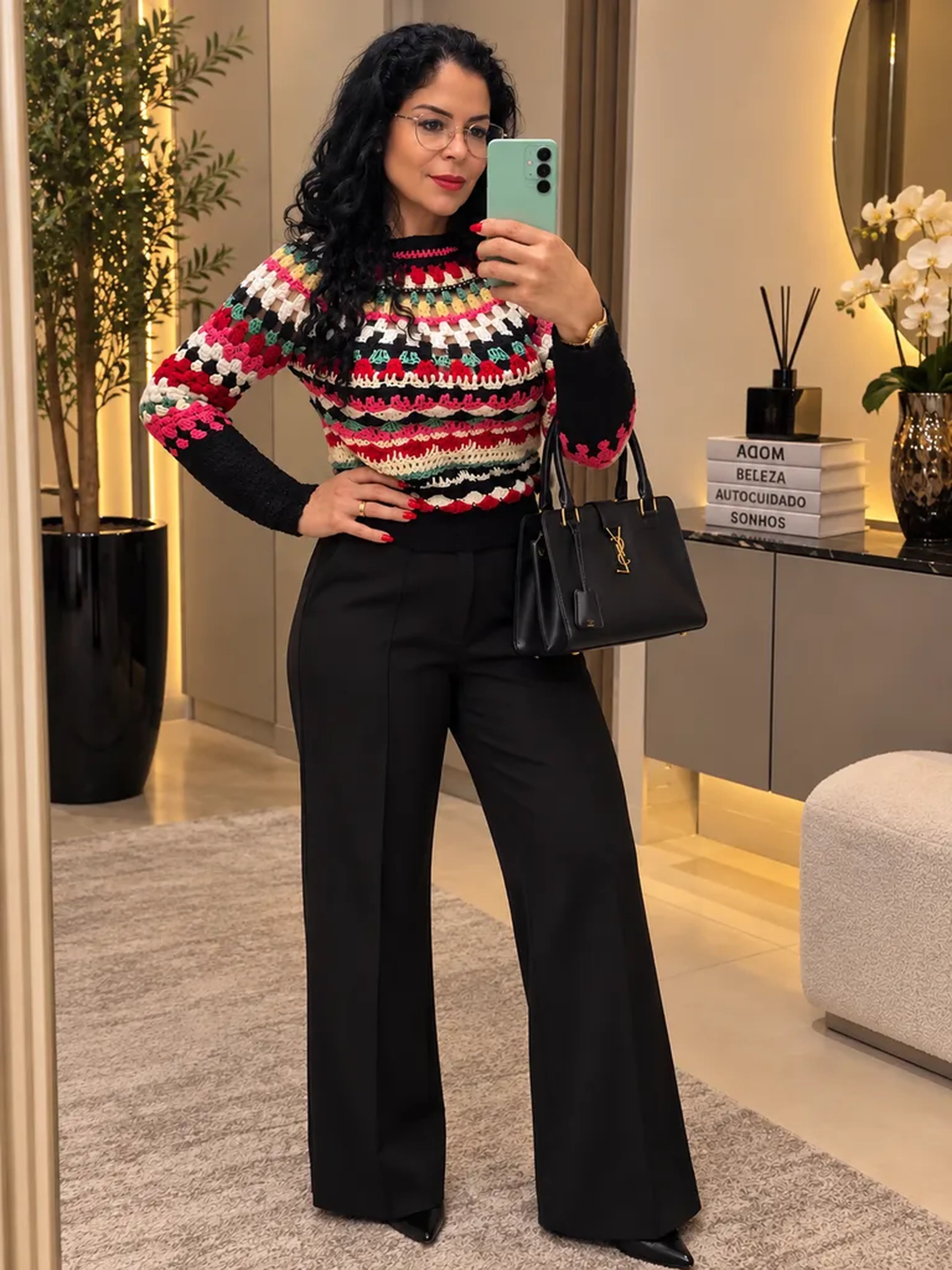 Blusa de Crochê Luxo Multicolorida imagem