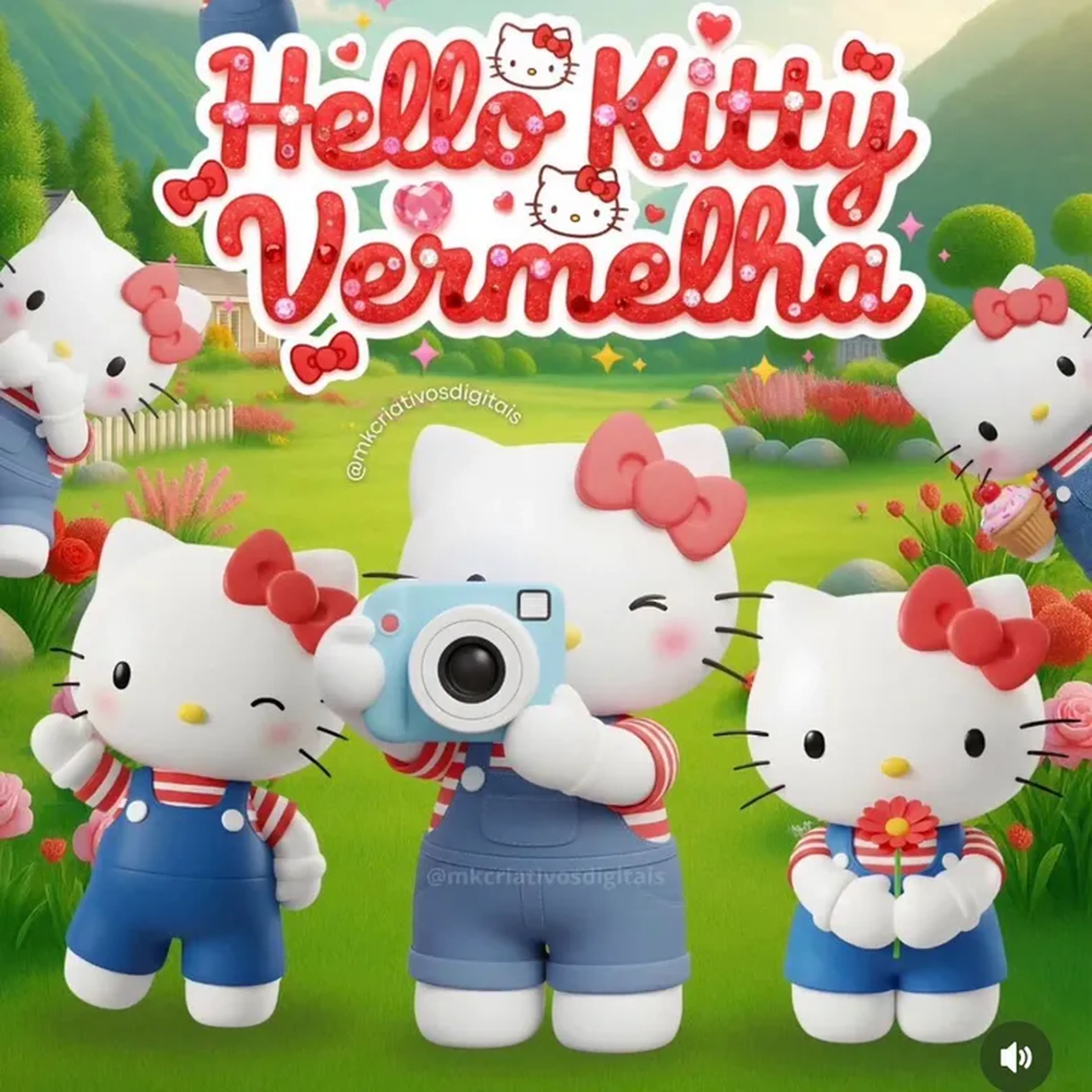 Hello Kitty Vermelha - Kit digital IA PNG imagem