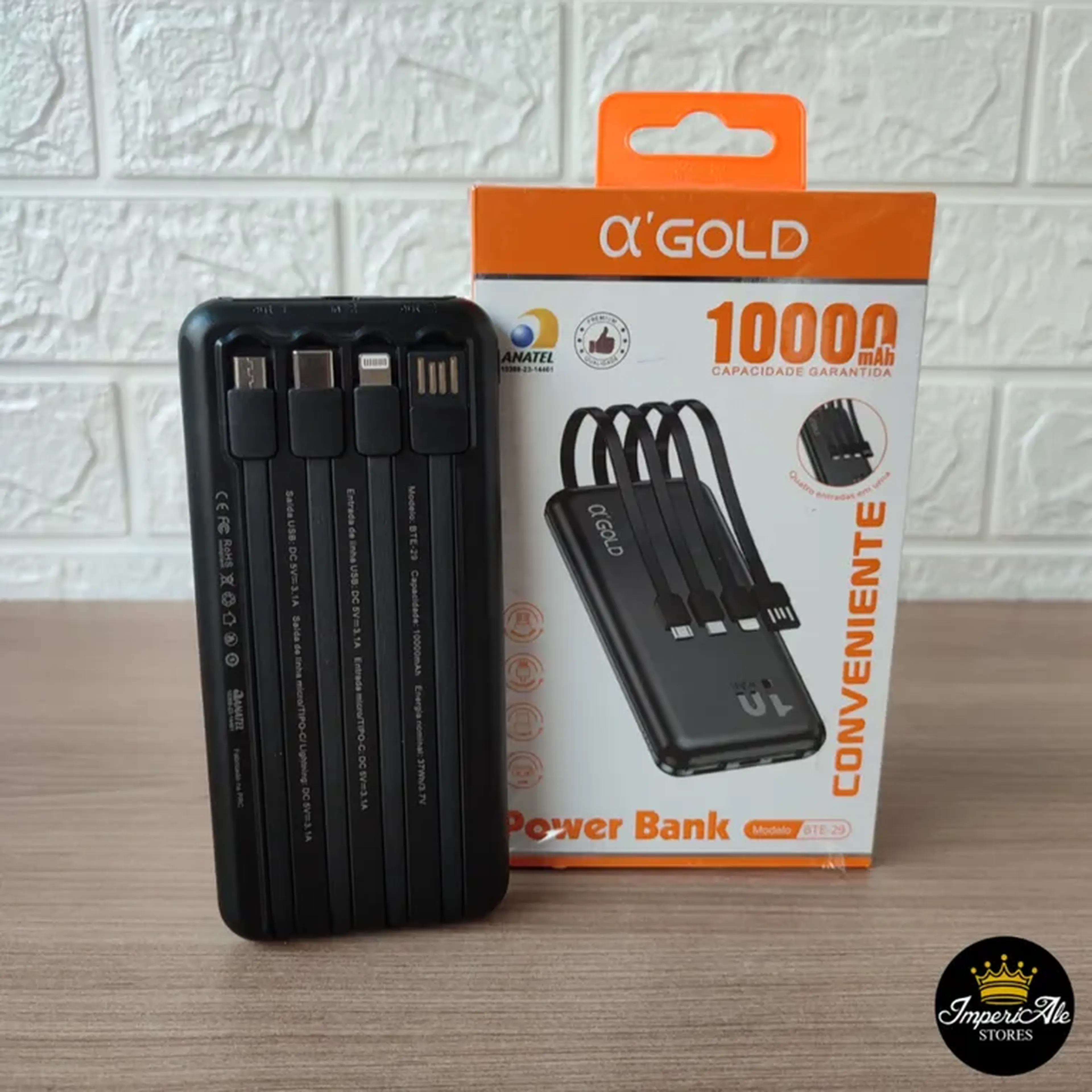Powerbank 10.000mah com os cabos de carregar imagem