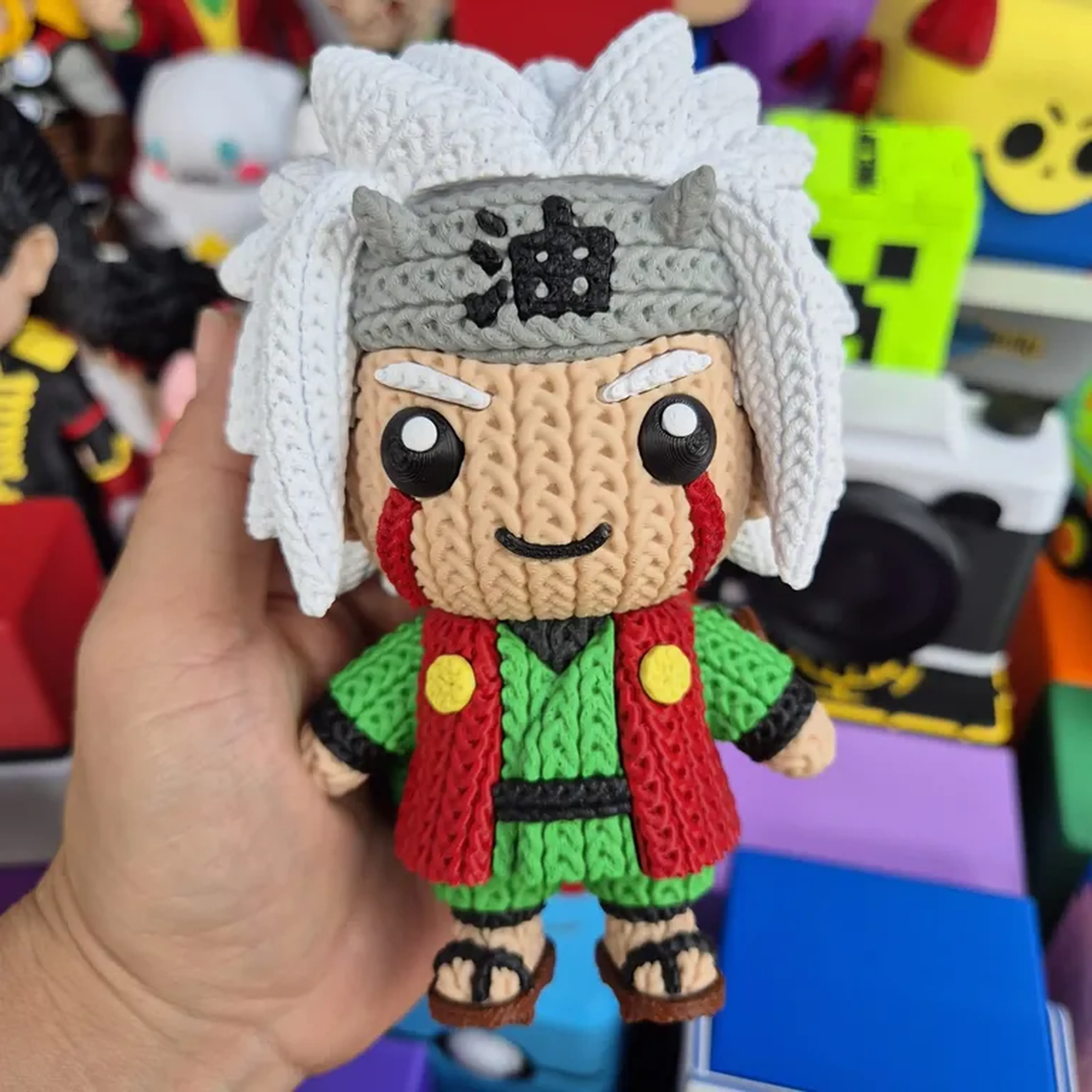 Boneco Crochê Jiraya de Naruto - Brinde 1 Biscoito imagem