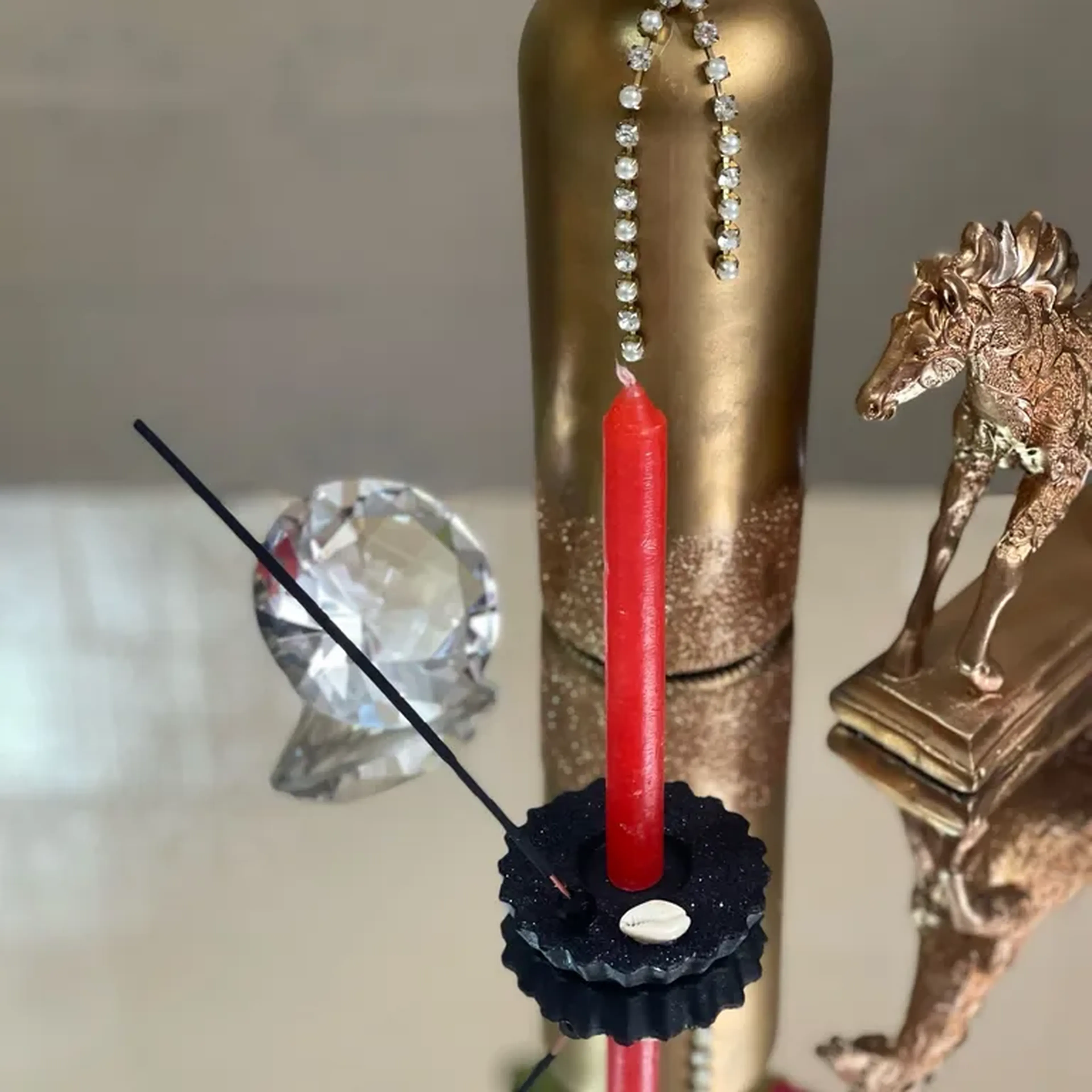 Mini porta velas preto imagem