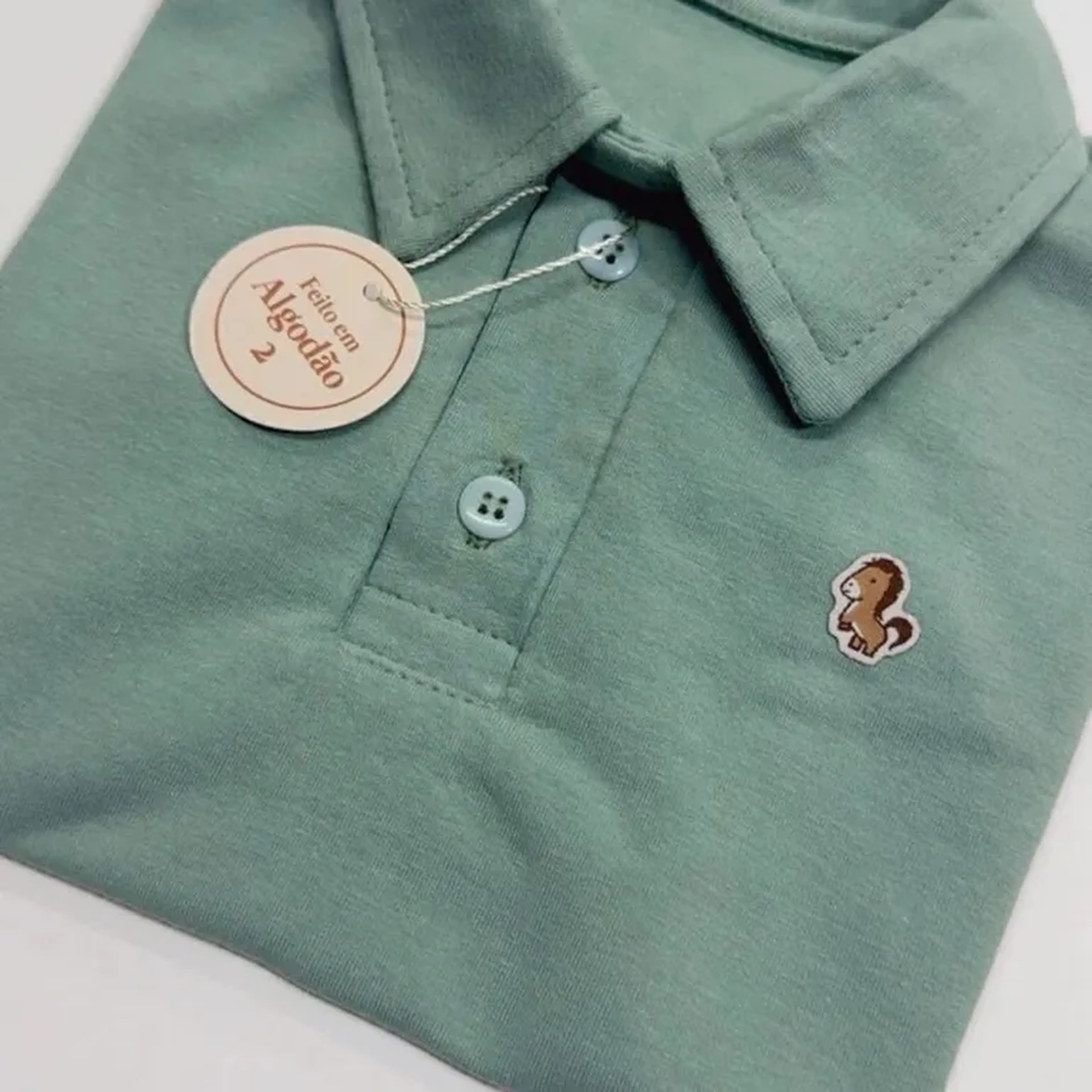 polo malha verde menta imagem