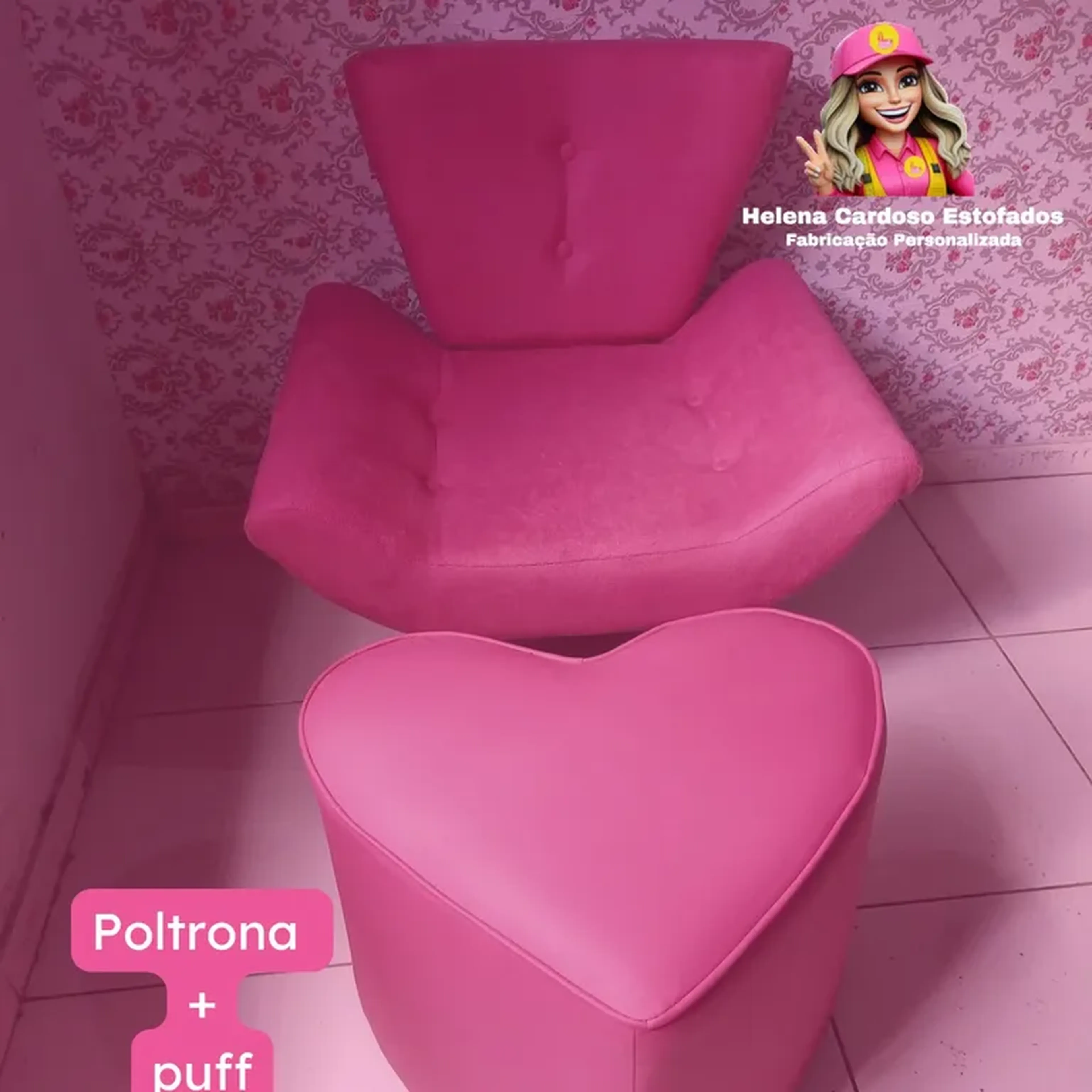poltrona Borboleta + puff coração imagem