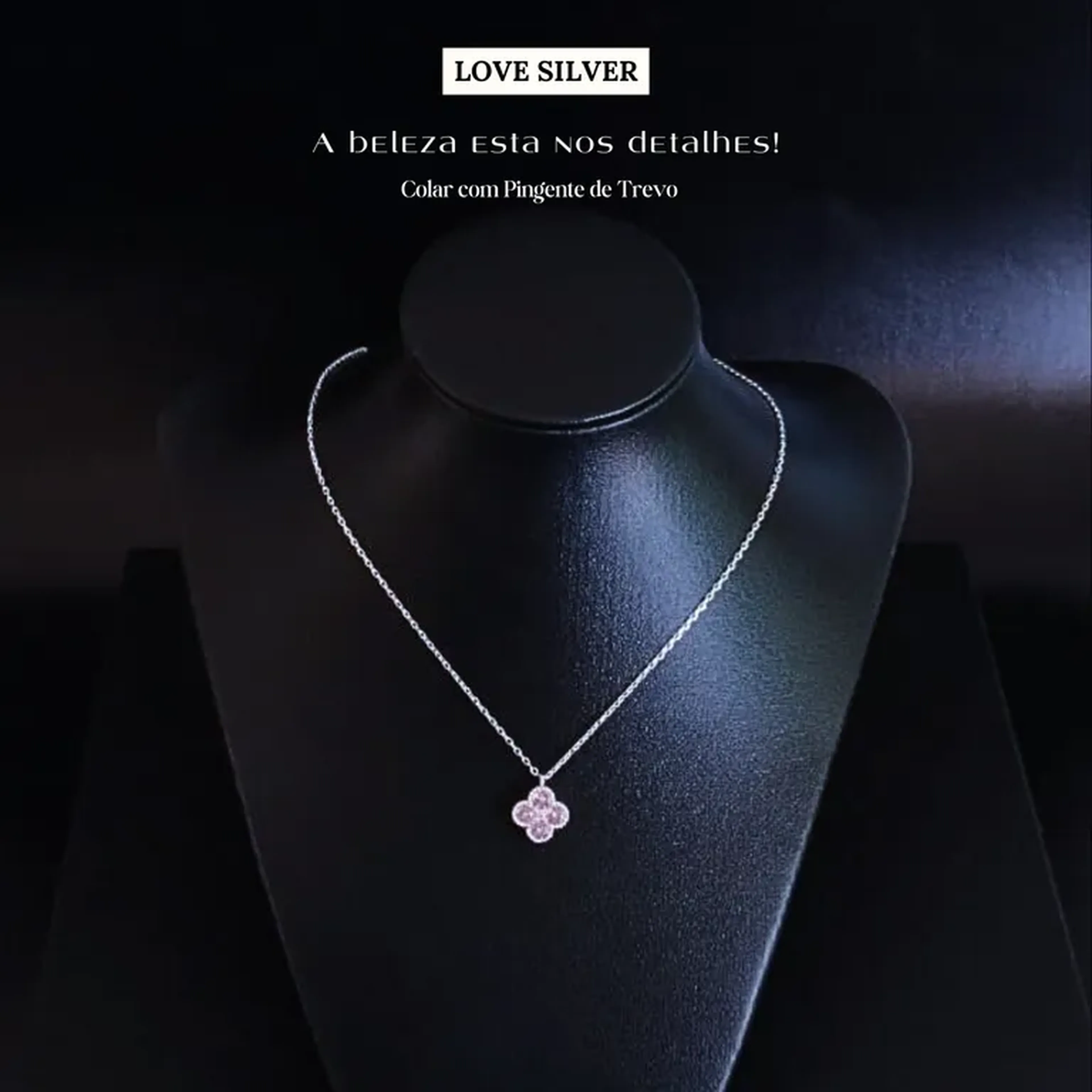 Colar com Pingente de Trevo - Prata 925 - Love Silver imagem