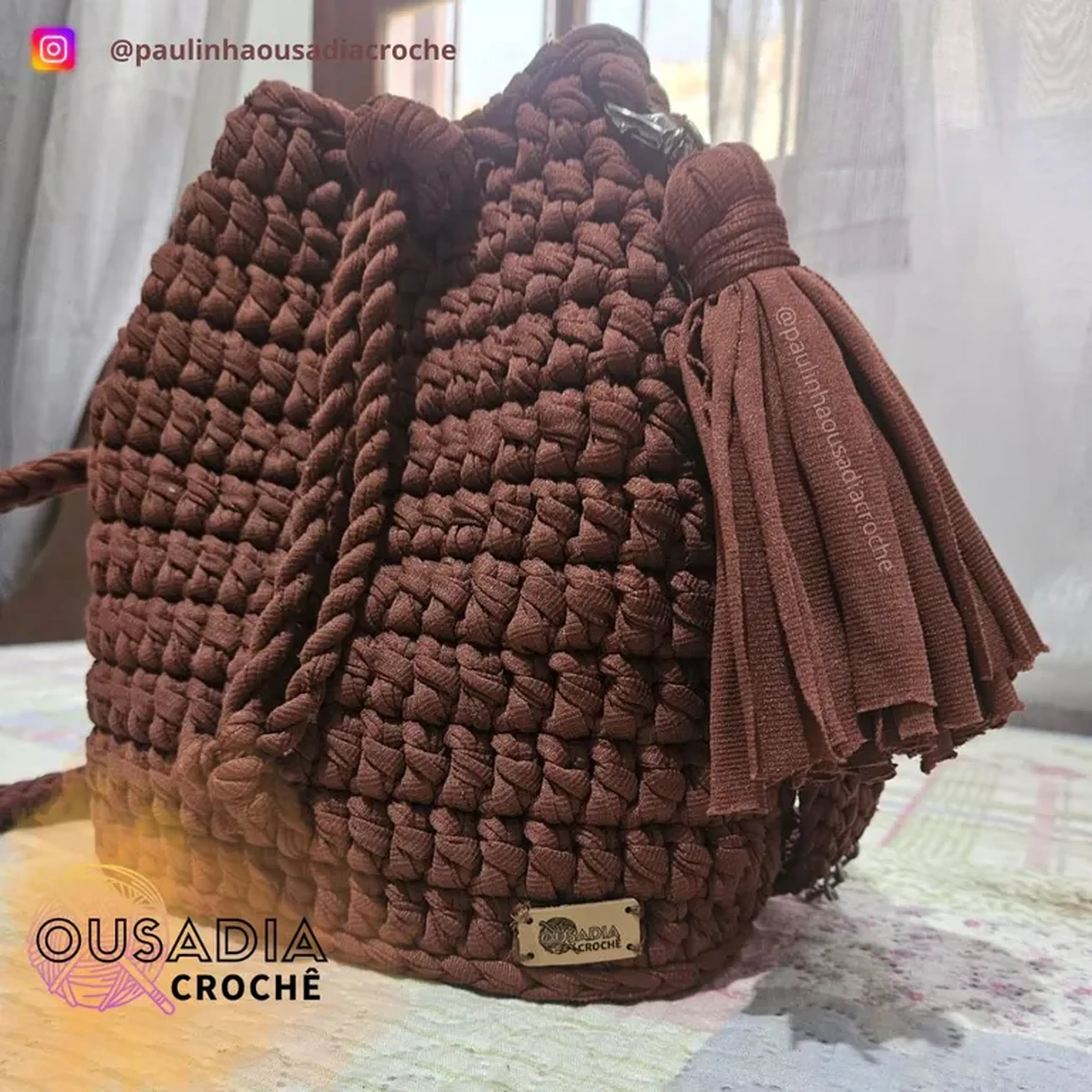 Bolsa de Crochê Fio de Malha imagem