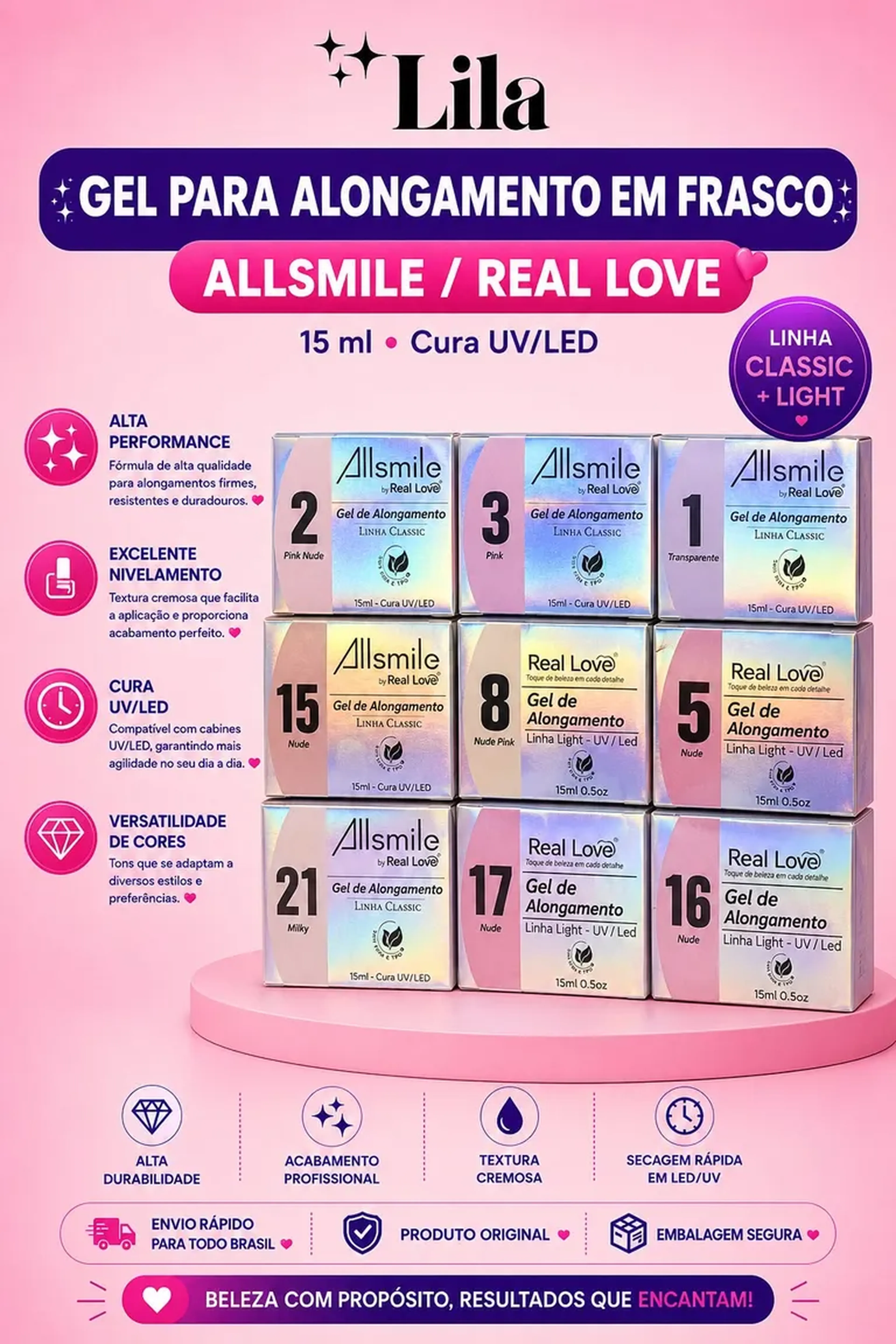 Gel de Alongamento Allsmile Frasco - 16 Nude15ml imagem