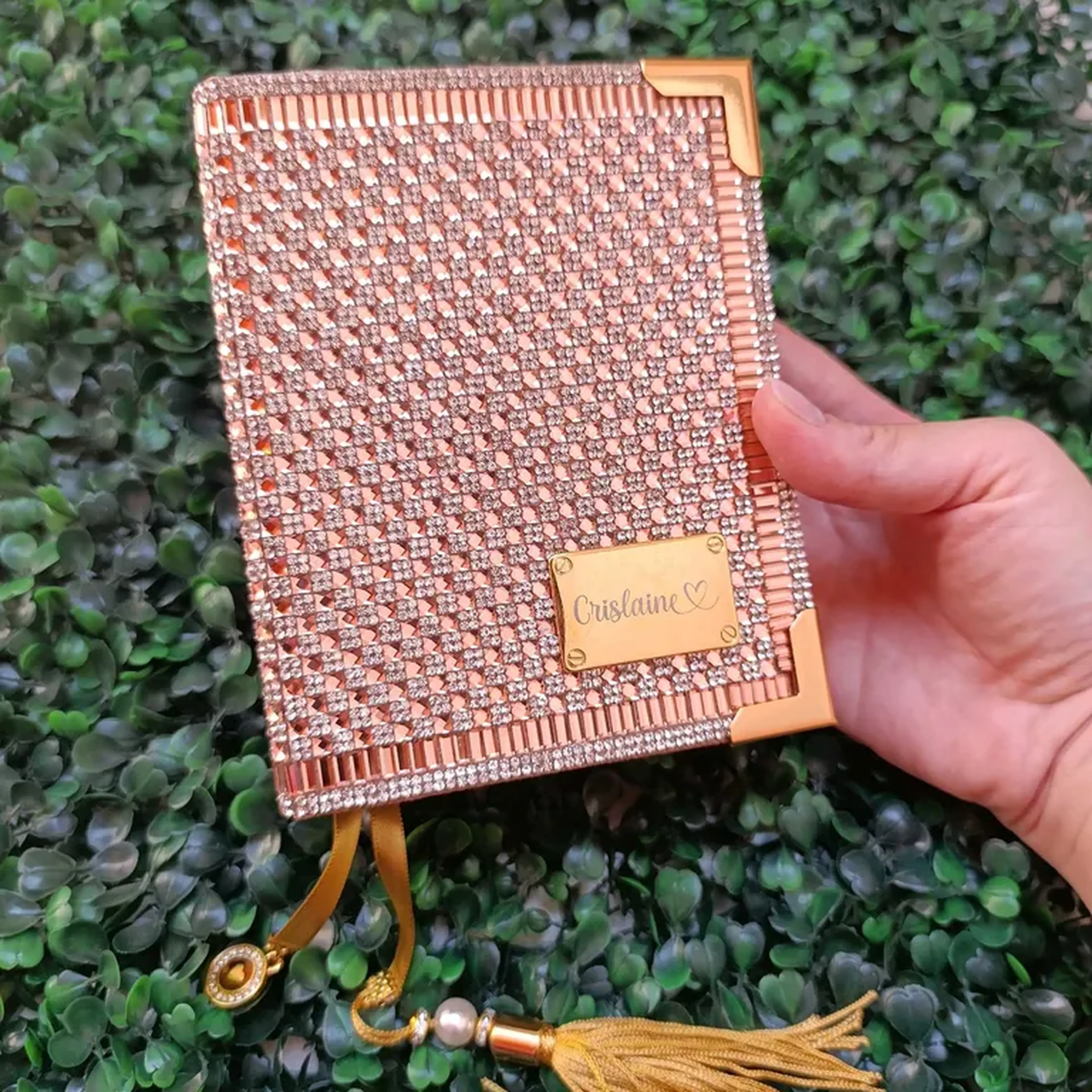 Bíblia Rose Gold com prata imagem