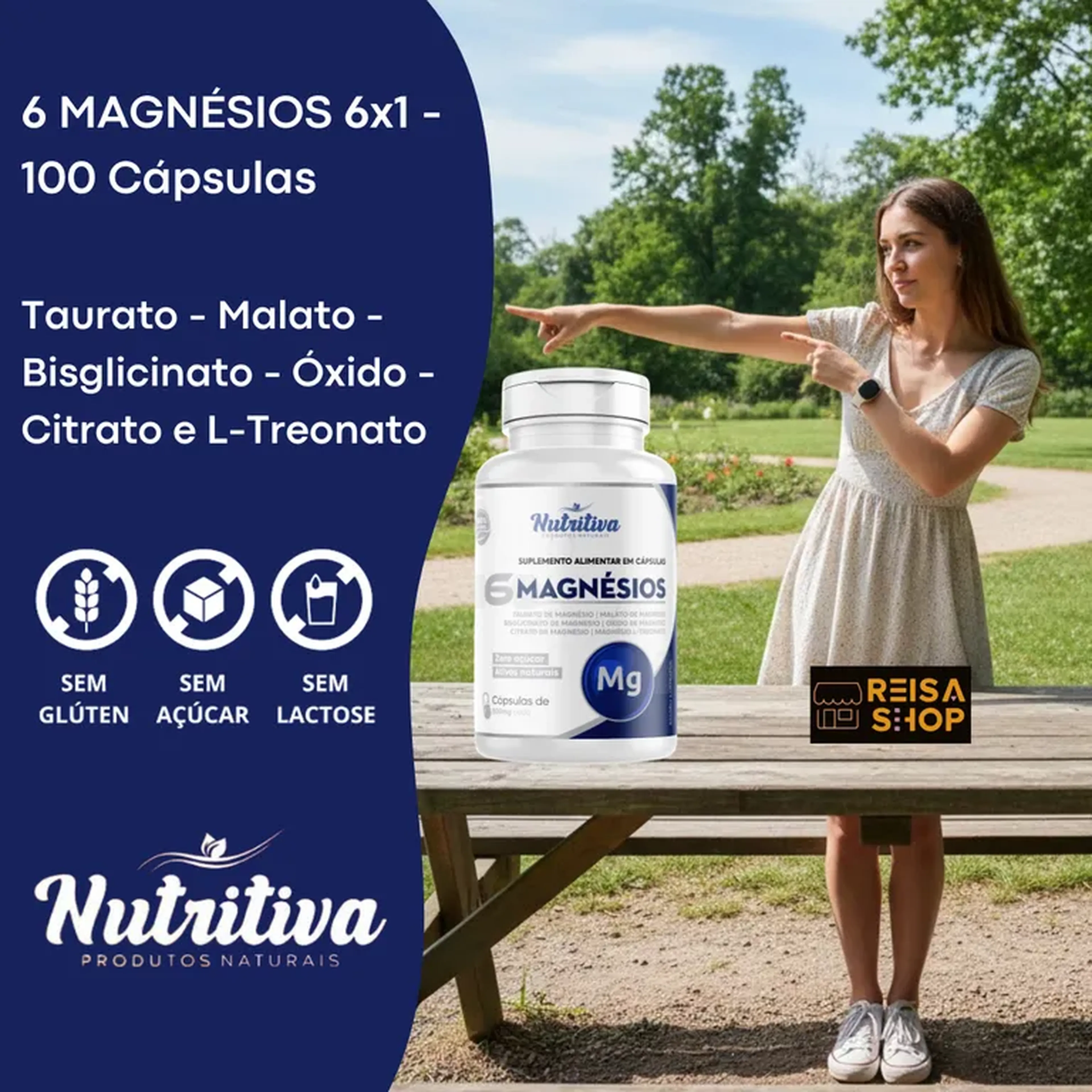 6 Magnésios 100 Cápsulas Nutritiva imagem