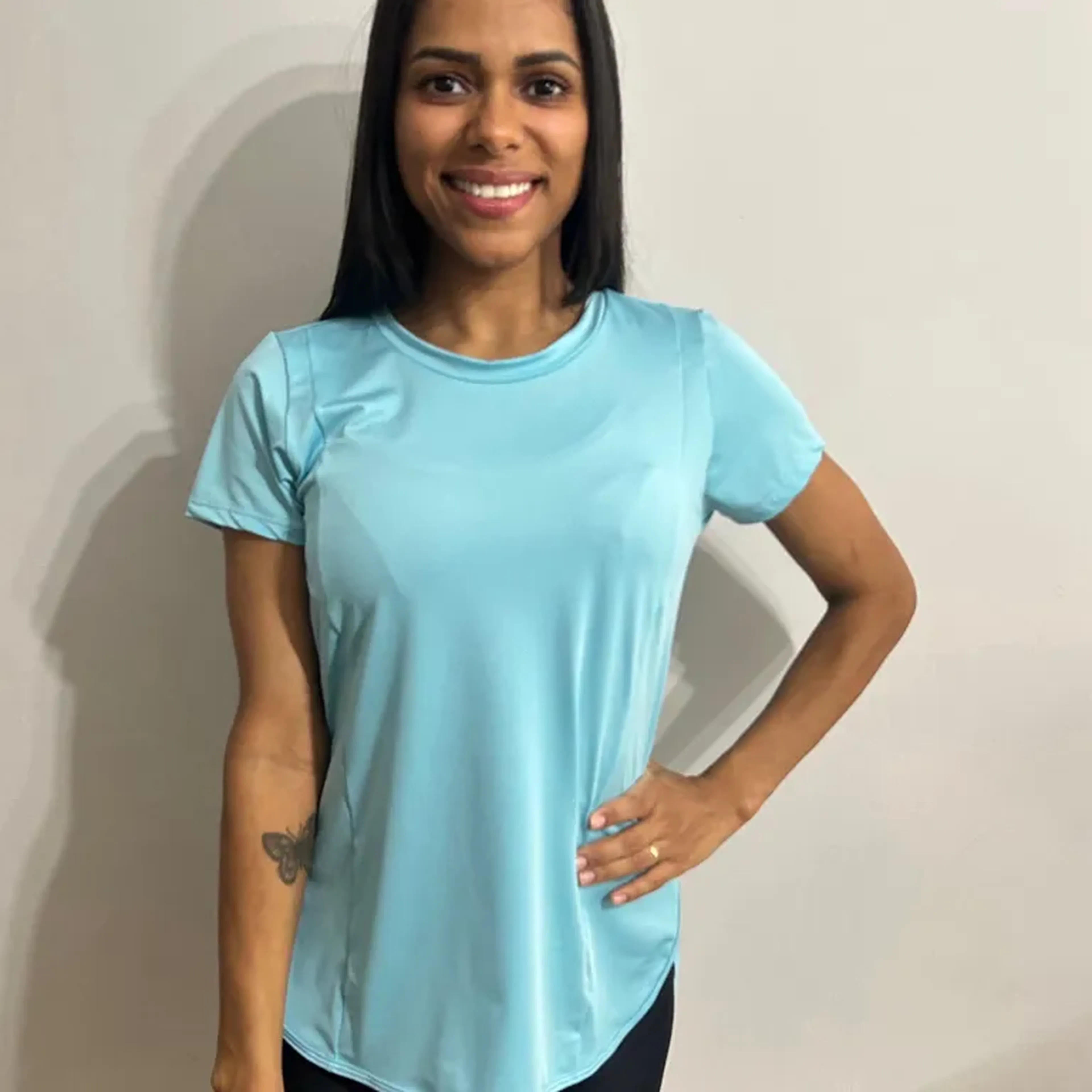 Camiseta azul Dry Fit - tamanho único imagem