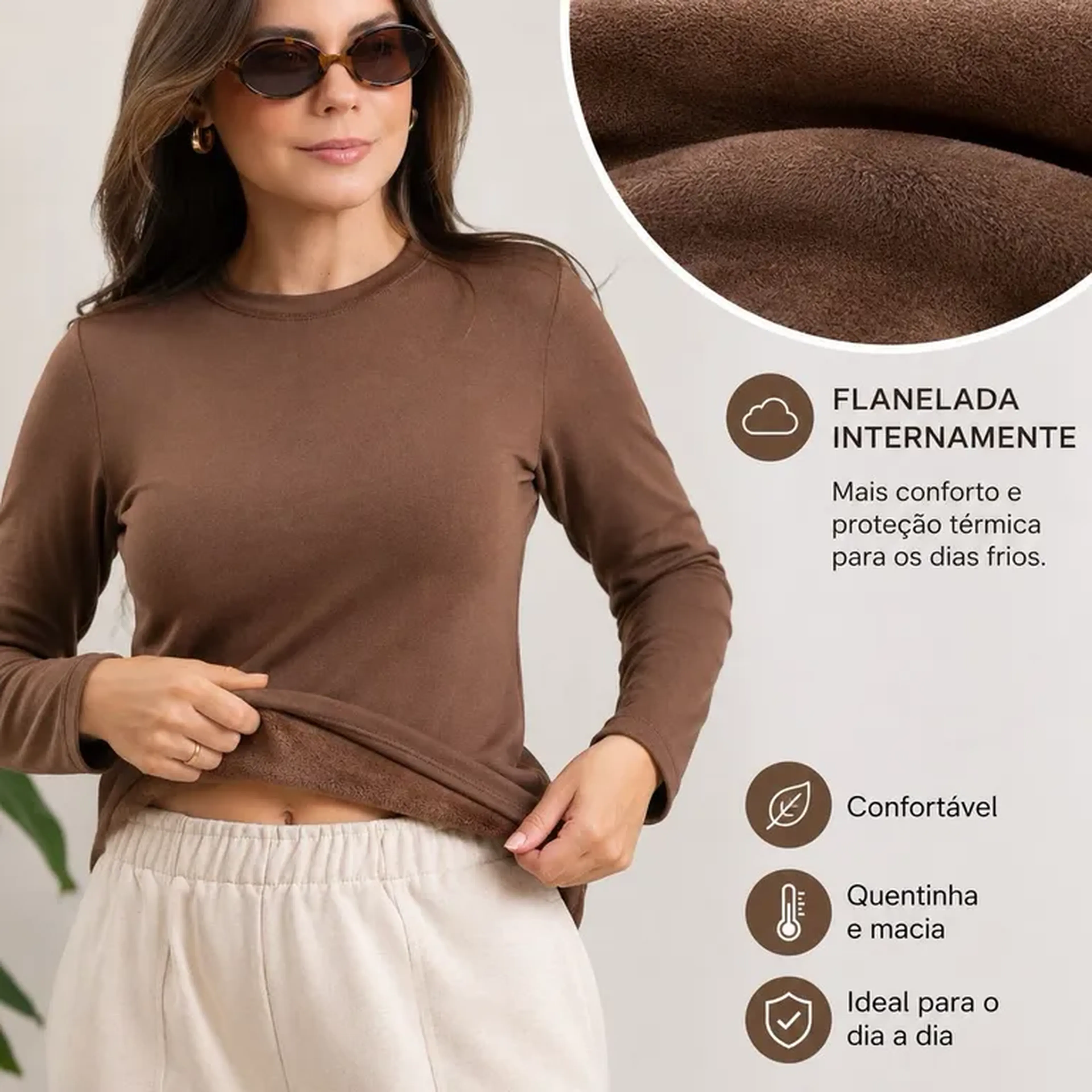 Blusinha Flanelada Suplex MARROM imagem