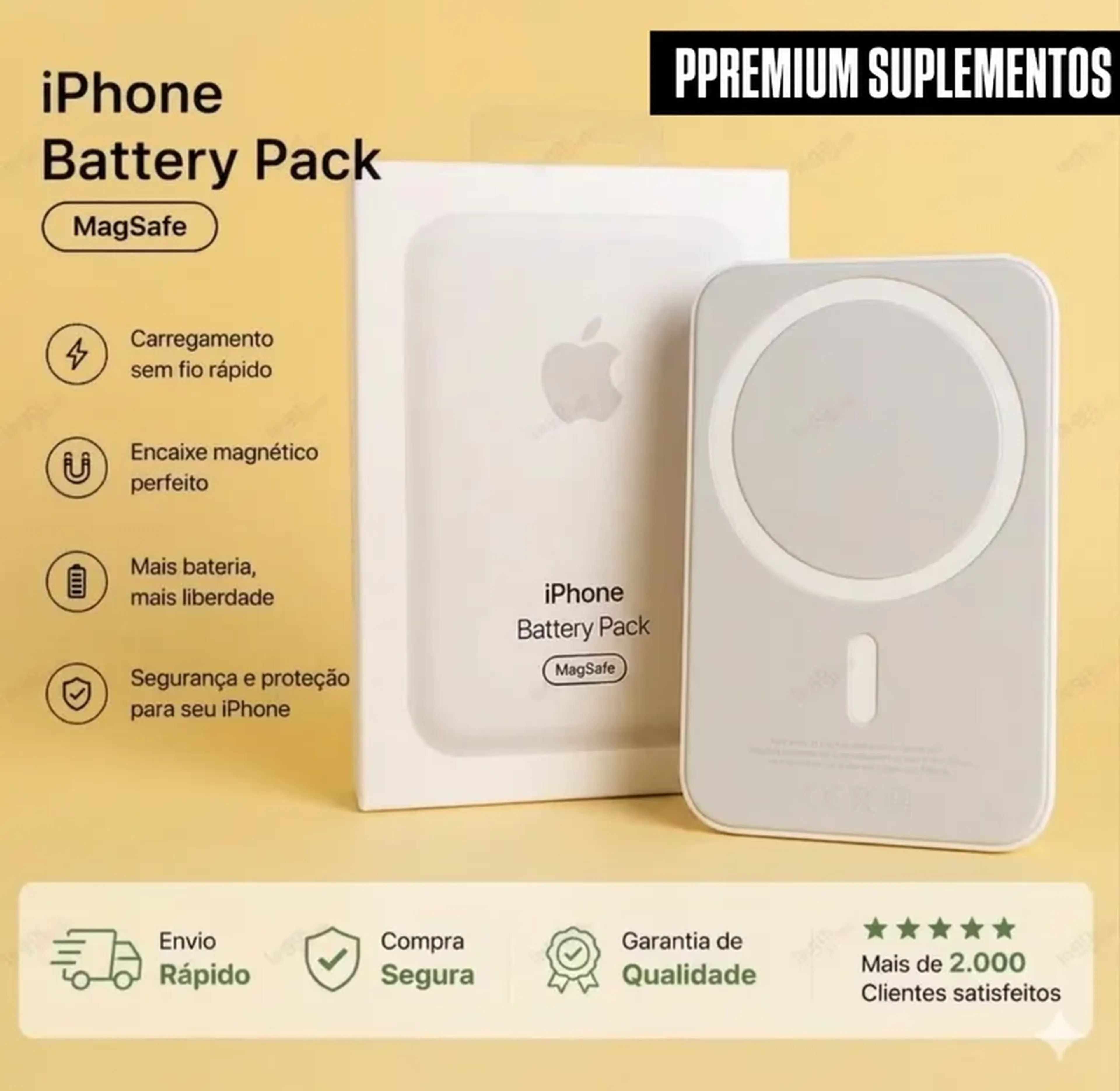 Carregador Portátil Indução para iPhone Android 10000Ah imagem