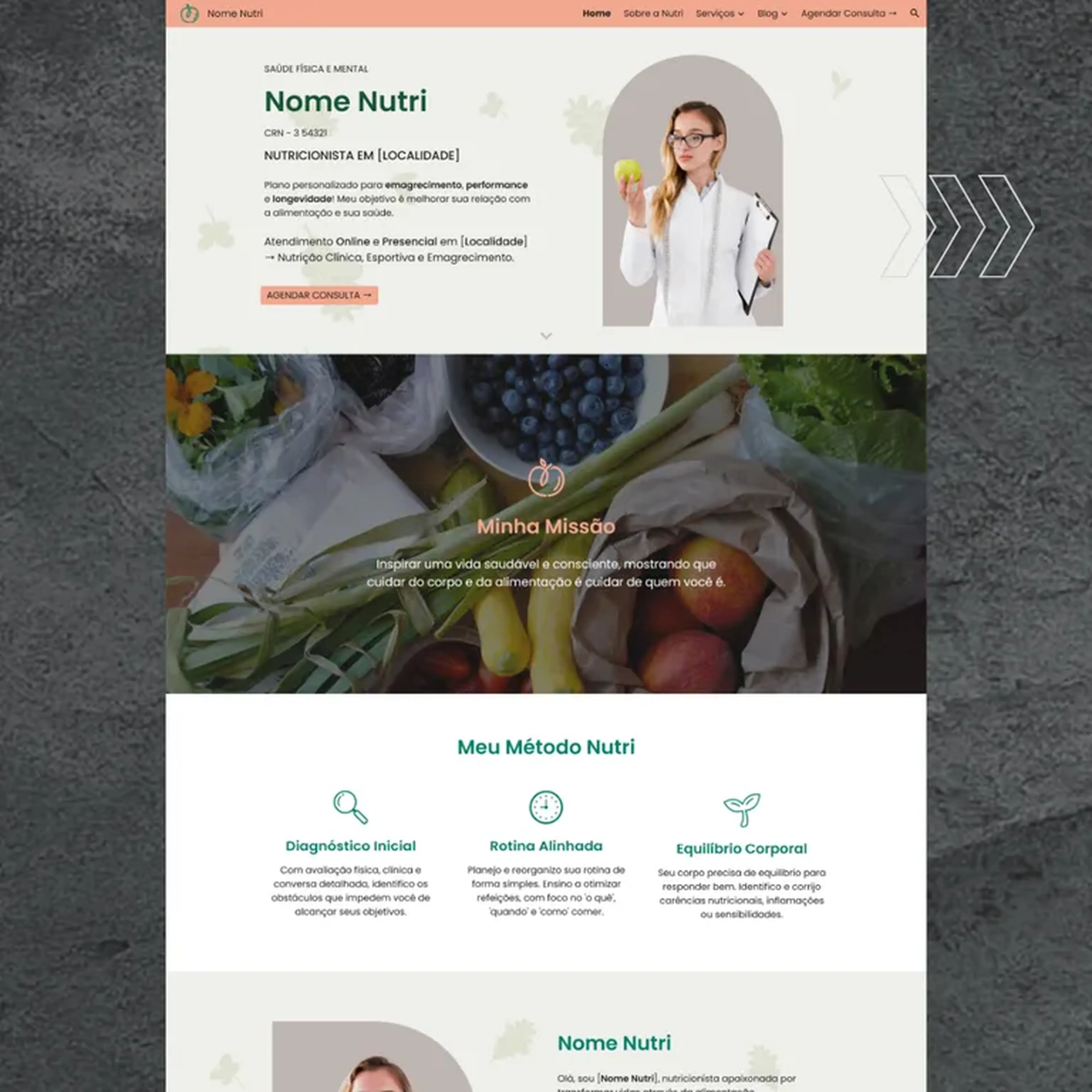 Template NUTRICIONISTA Google Sites imagem
