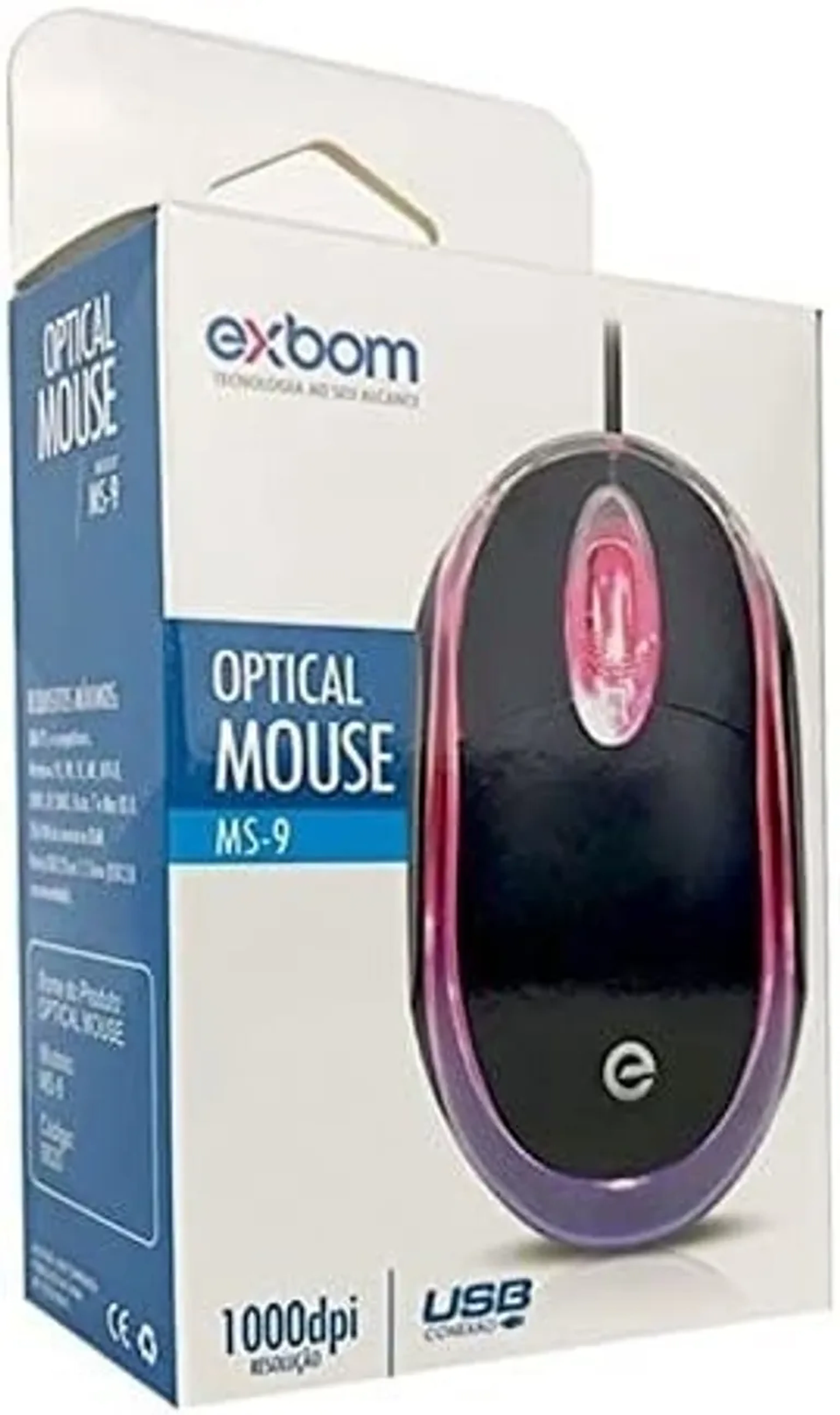 MOUSE USB MS-9 PRETO EXBOM imagem