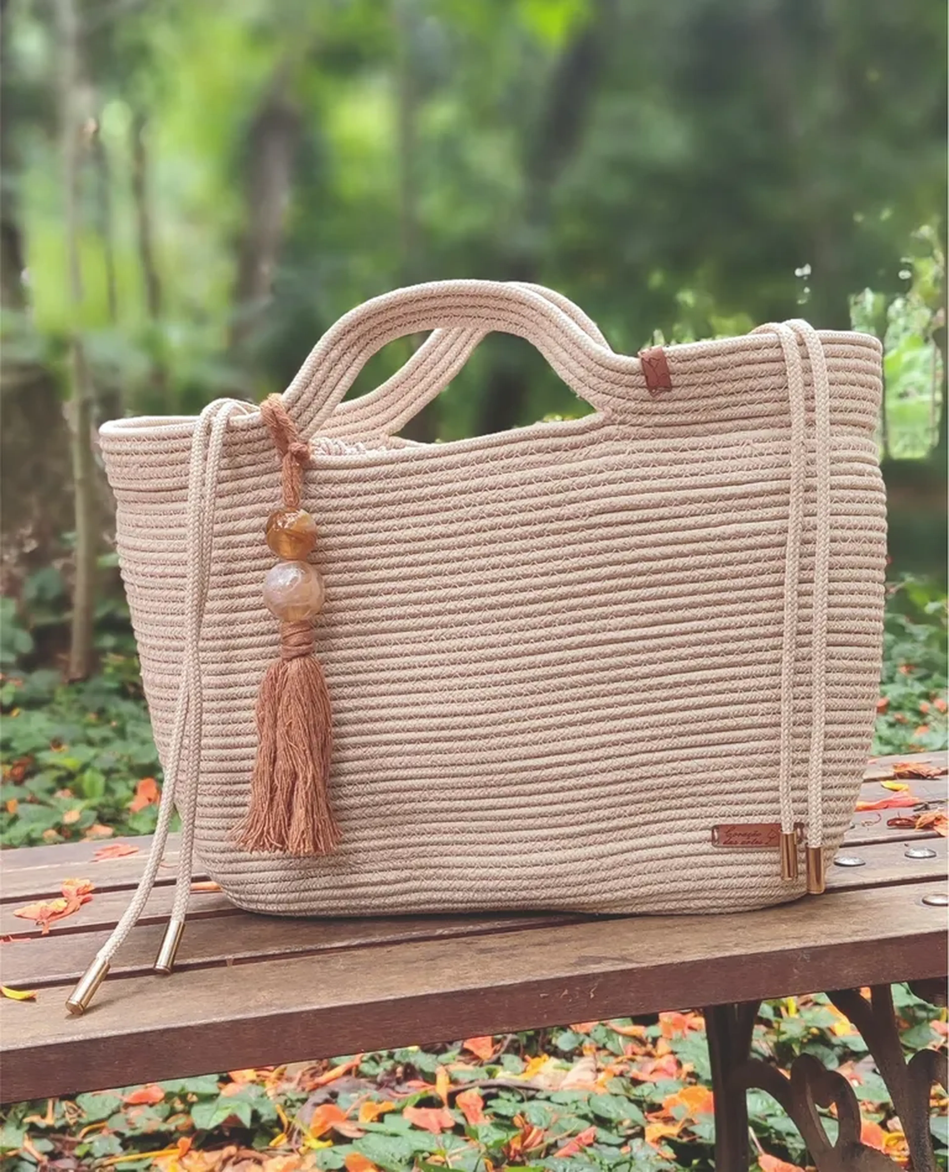 Bolsa Artesanal de Corda Náutica para Praia Grande imagem