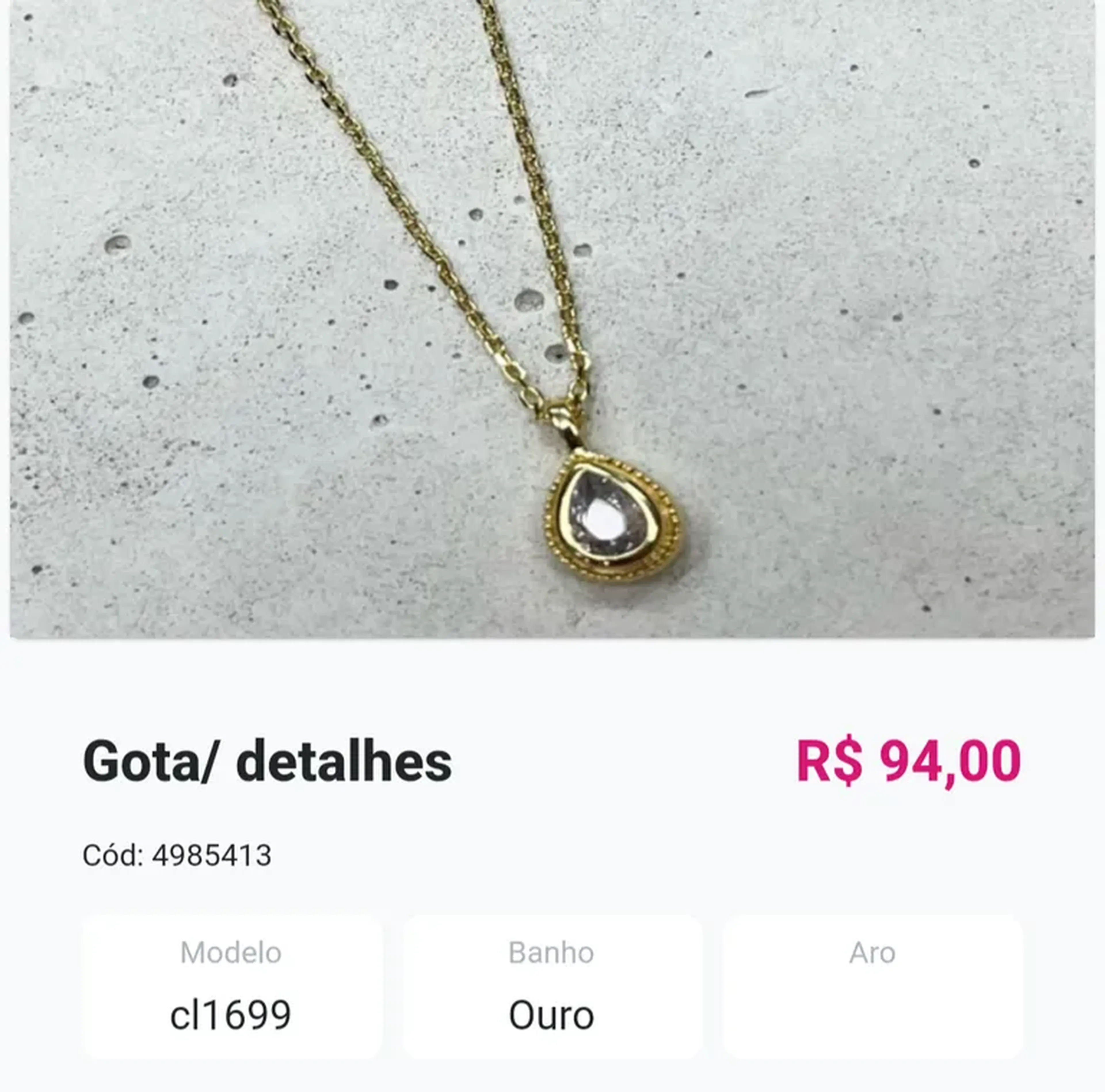 Colar banho de ouro pingente com zircônia imagem
