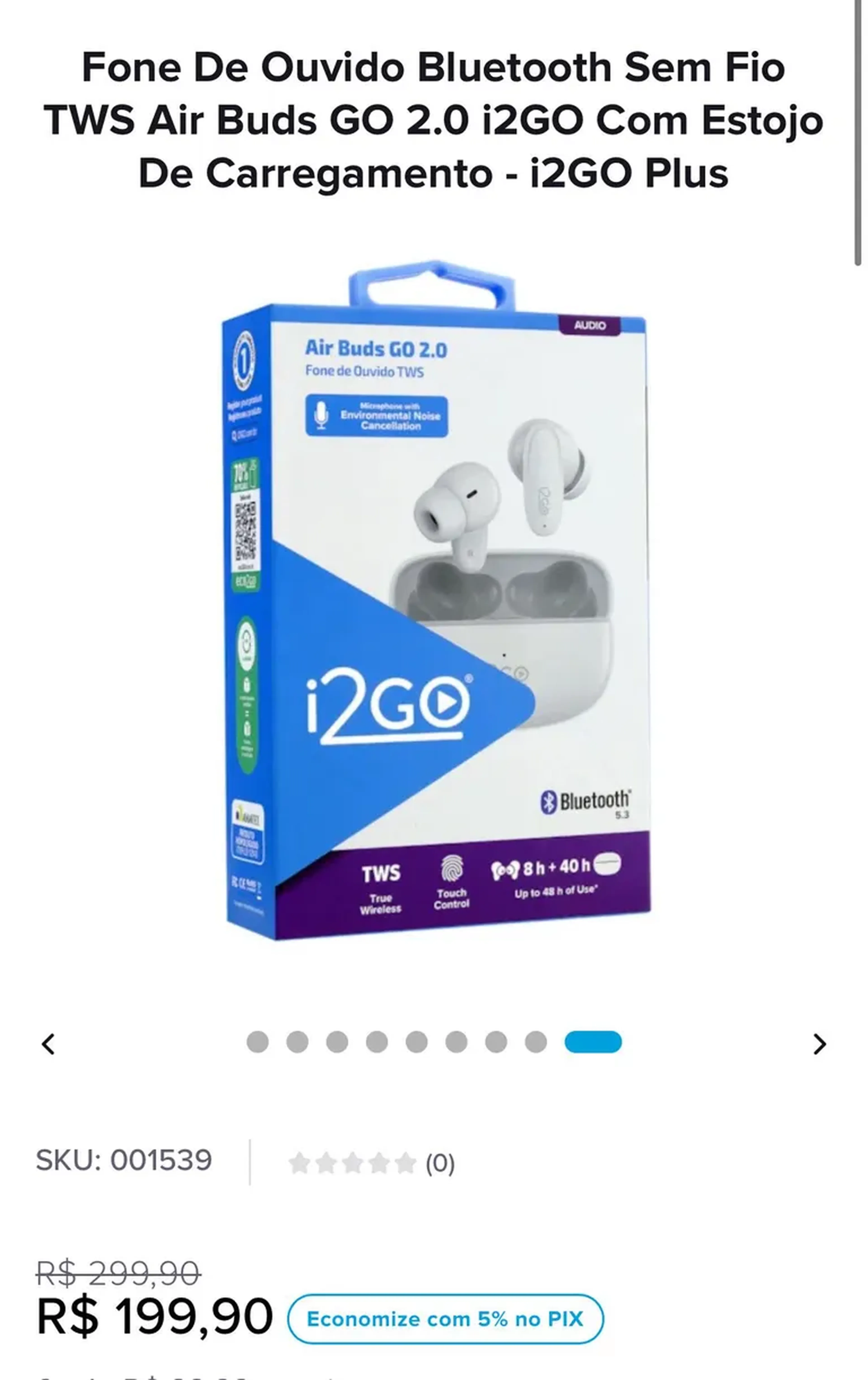Fone De Ouvido Bluetooth - Air Buds GO 2.0 - Plus imagem