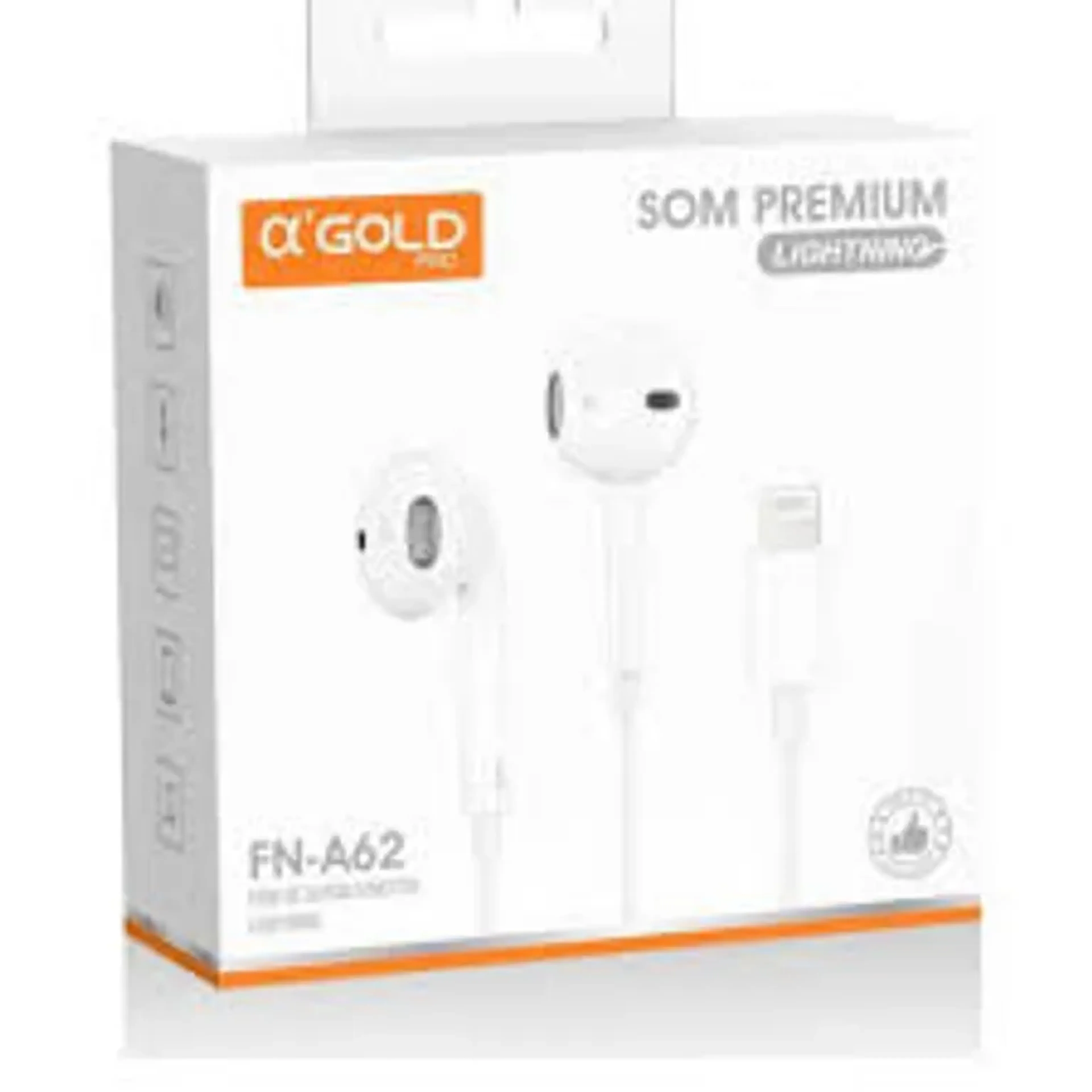 FONE DE OUVIDO COM FIO SOM PREMIUM LIGHTNING AGOLD FN-A62 imagem
