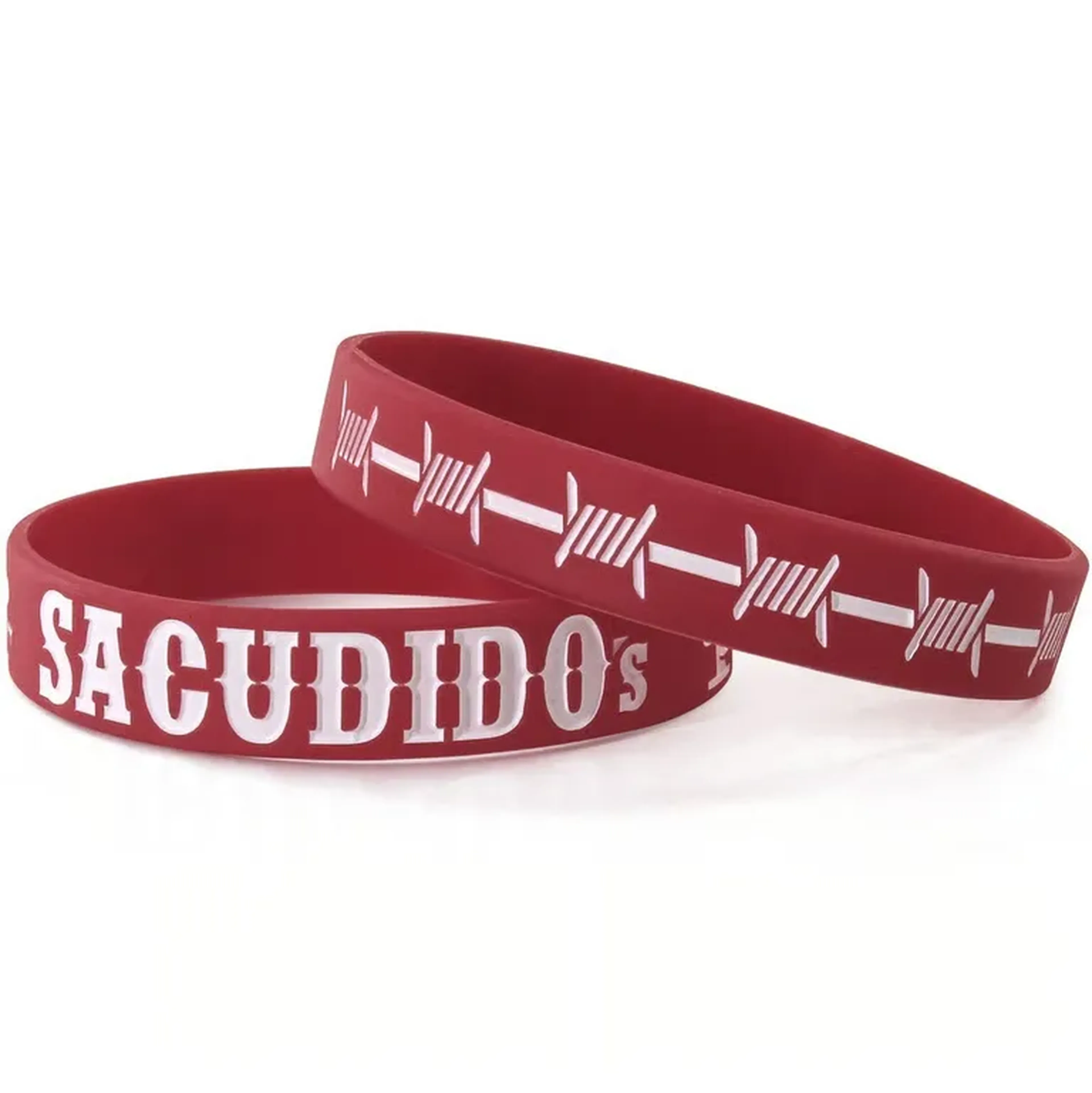 Pulseira Silicone Sacudido's - Bordô com Branco - TAM. ÚNICO imagem