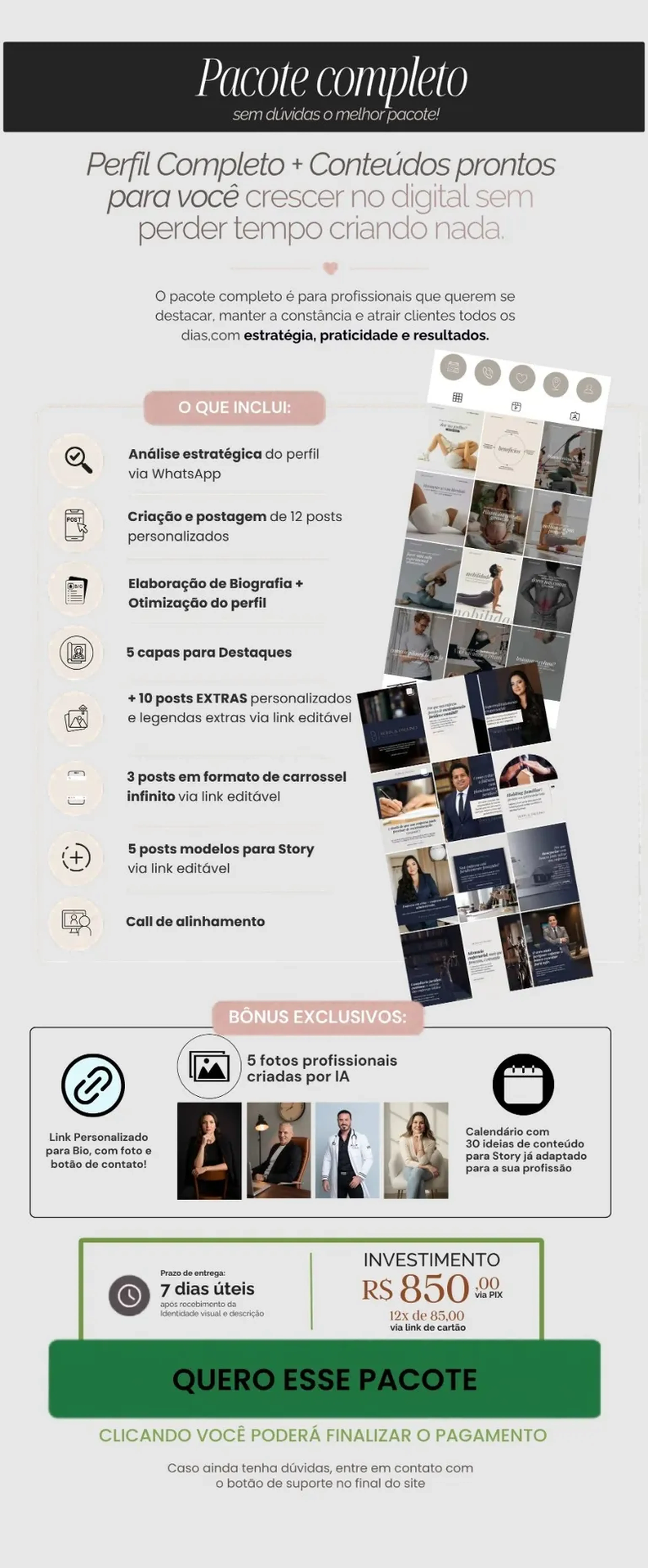 Estruturação de Perfil-Pacote completo imagem