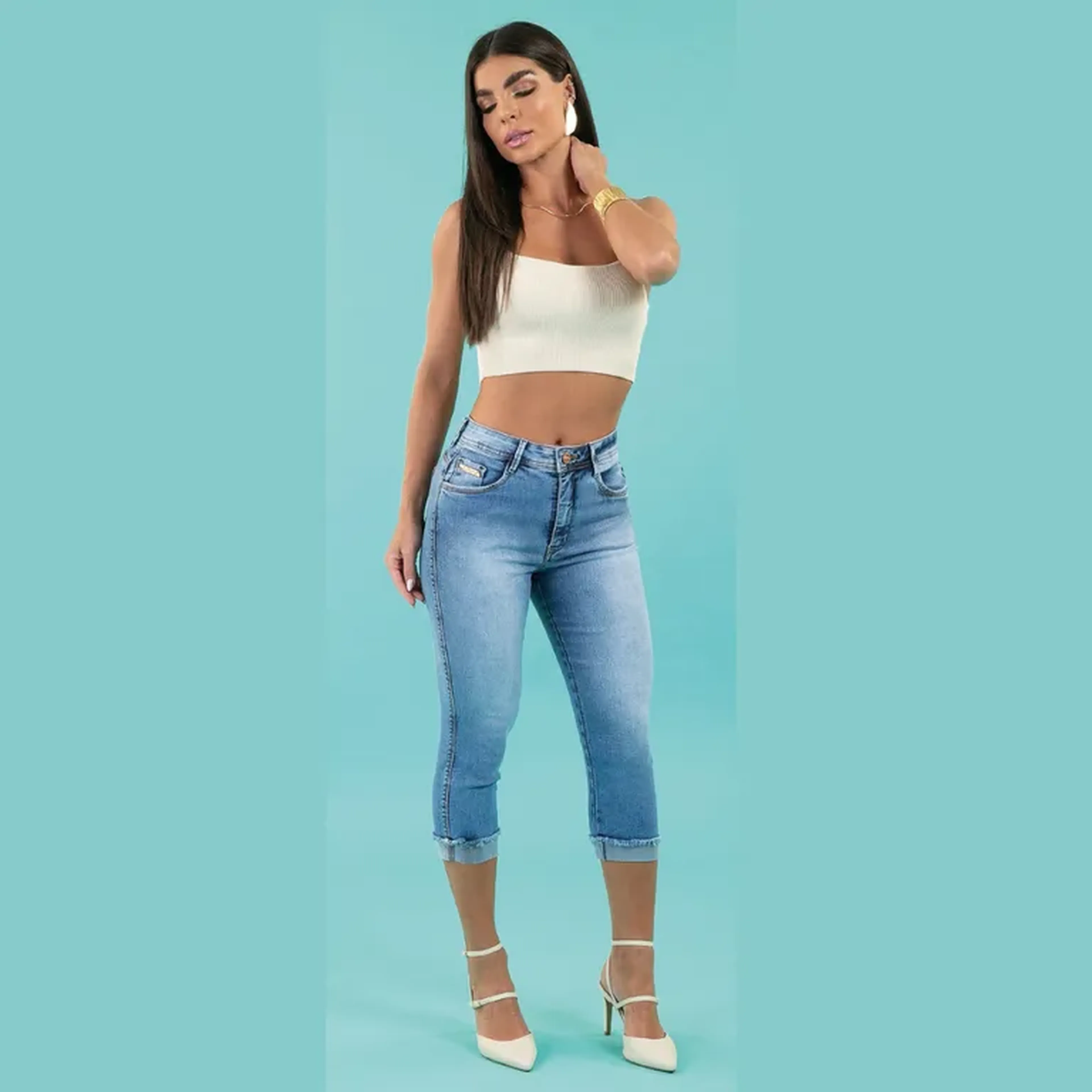 3351A I CALÇA CAPRI JEANS imagem