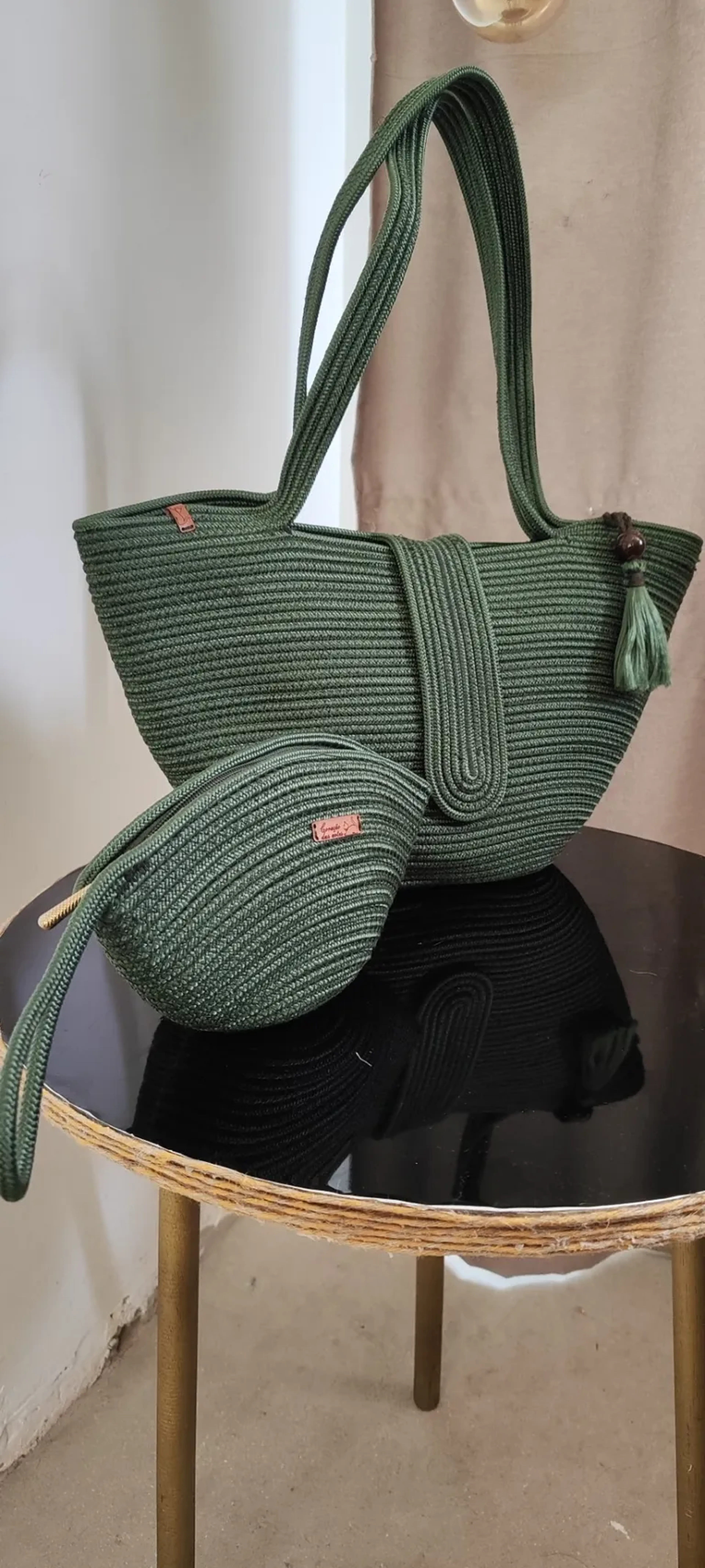 Bolsa Artesanal de Corda Náutica Grande com Necessaire imagem
