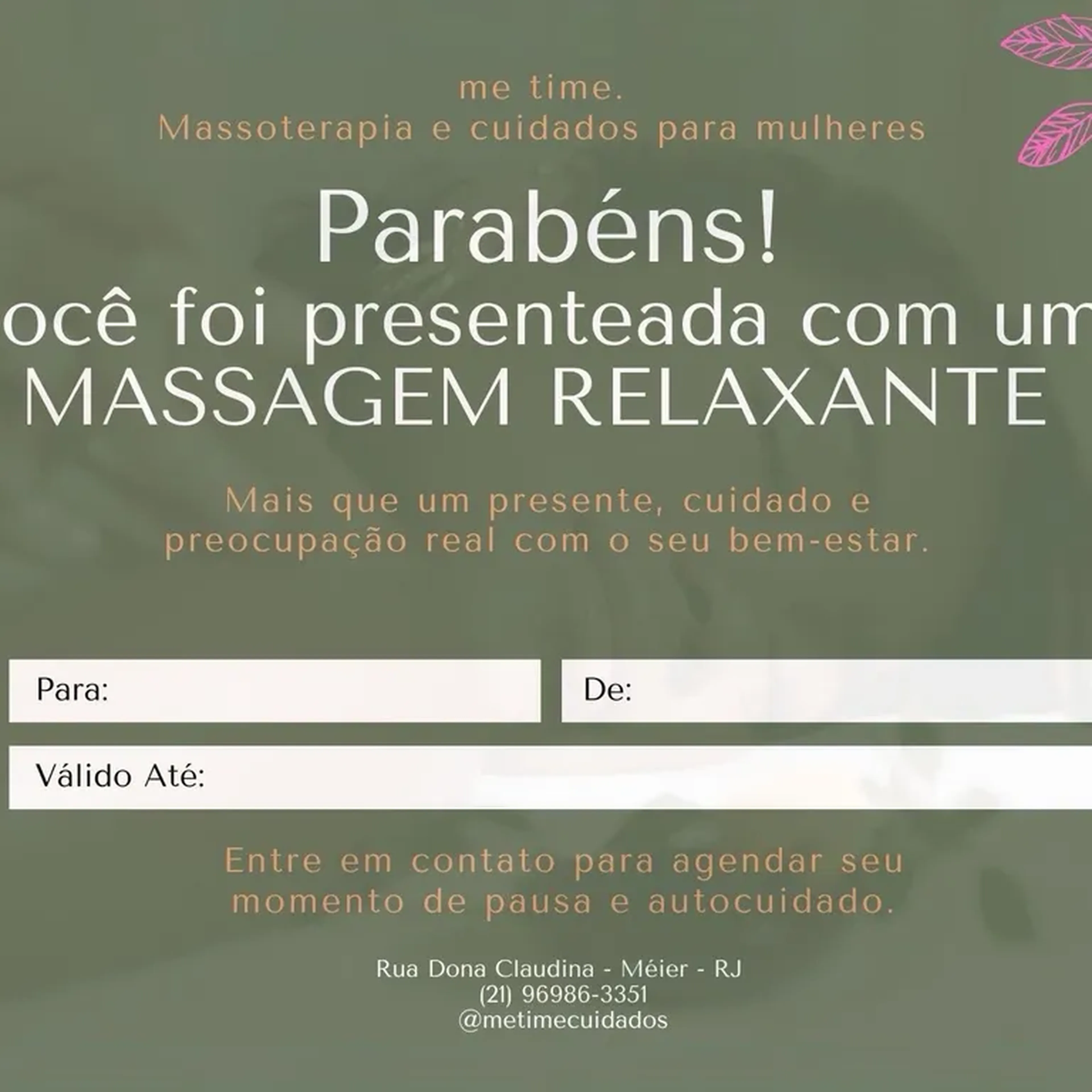 Cartão Presente Massagem Relaxante imagem