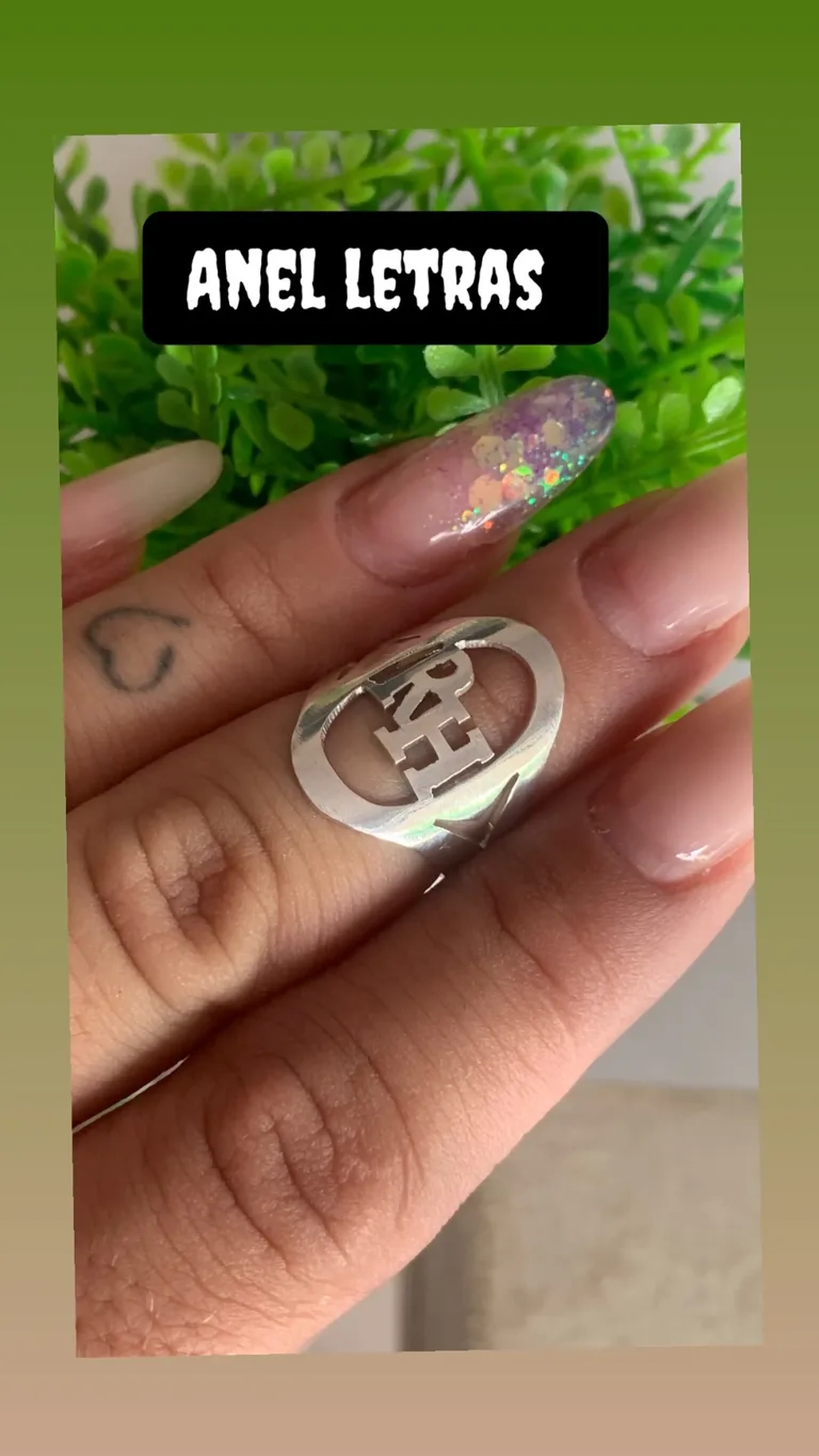anel 2 letras personalizado imagem