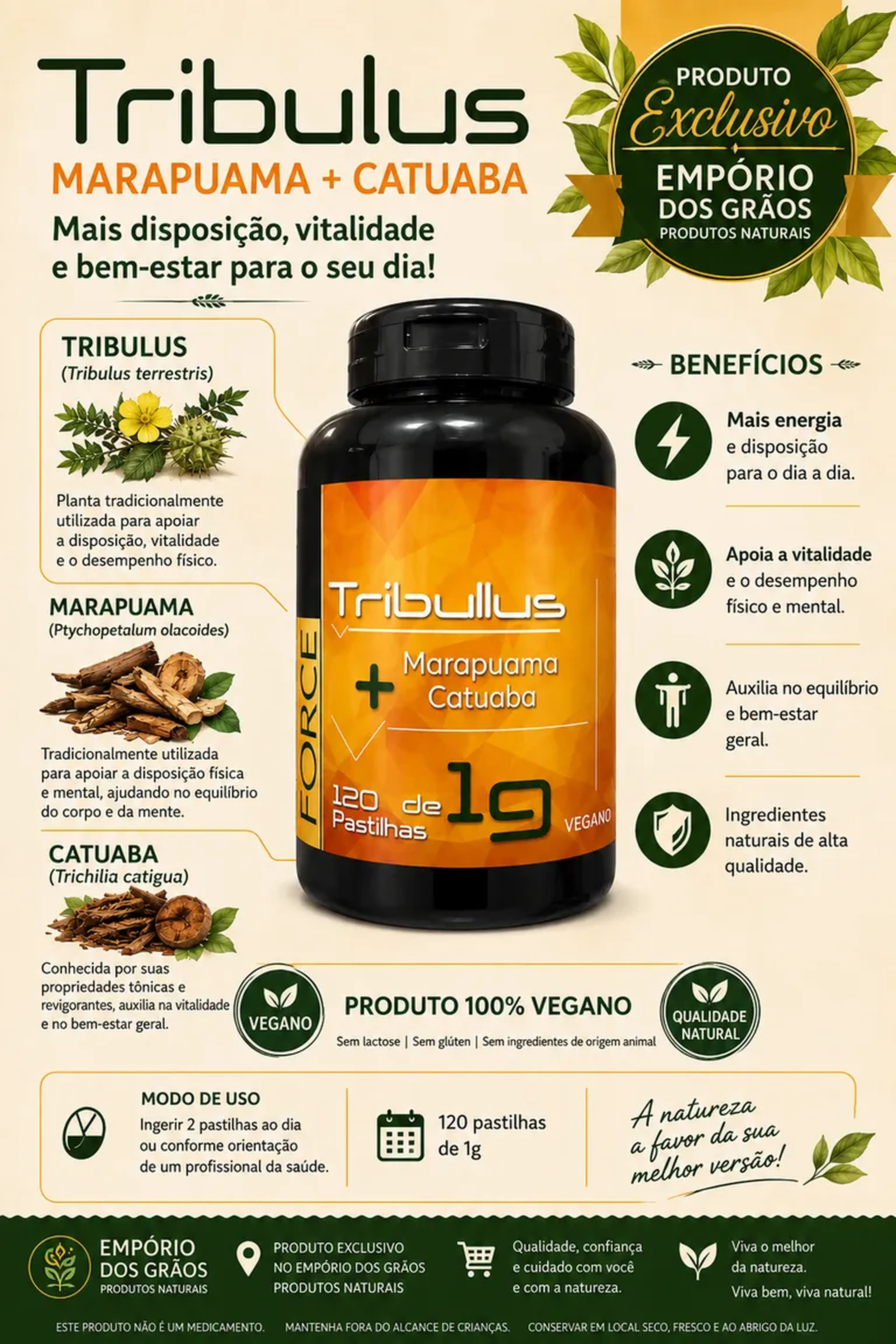 Tribulus + Marapuama + Catuaba (120 caps) imagem