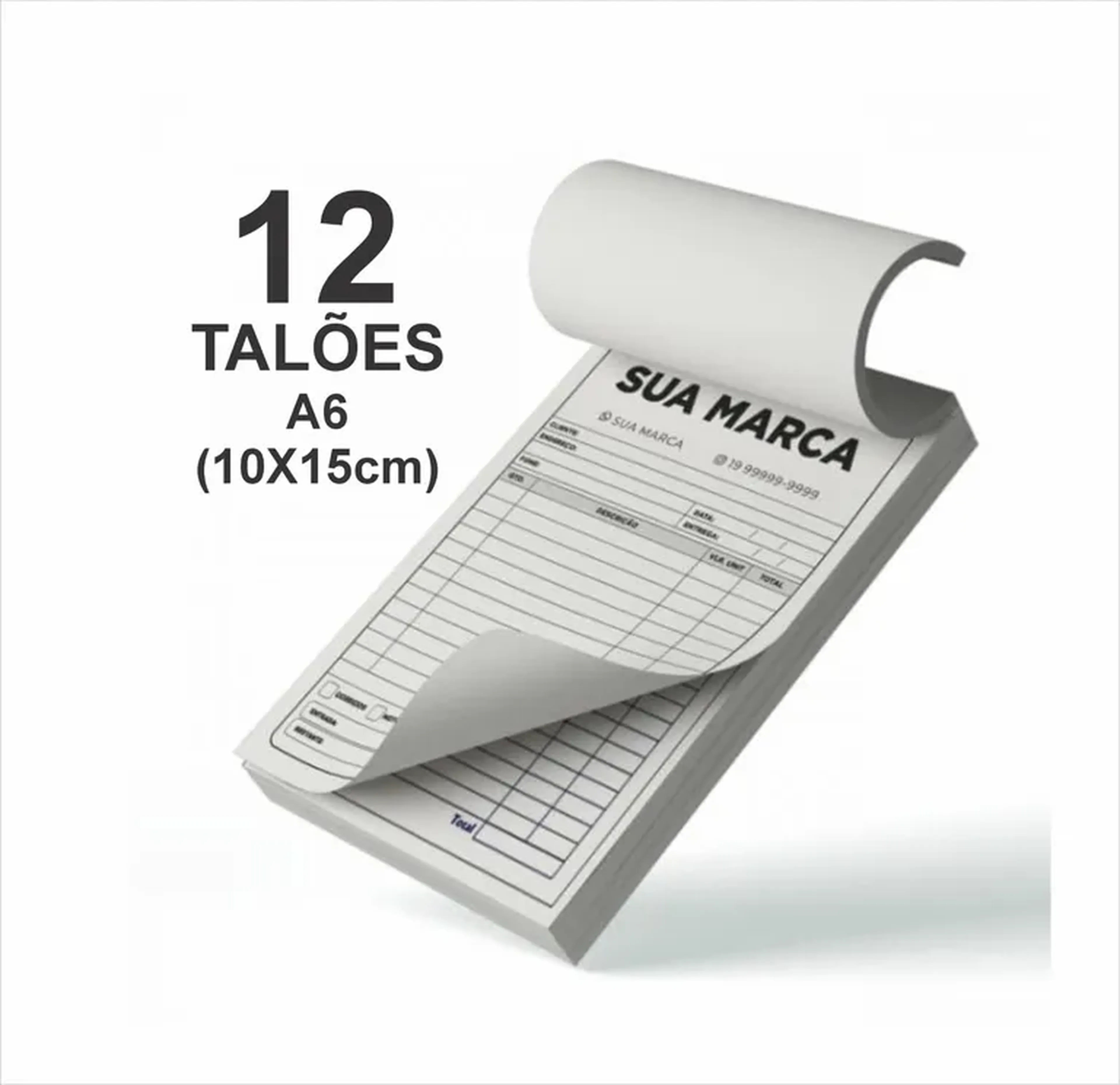 12 TALÕES A6 (Recibo, Orçamentos, etc) imagem