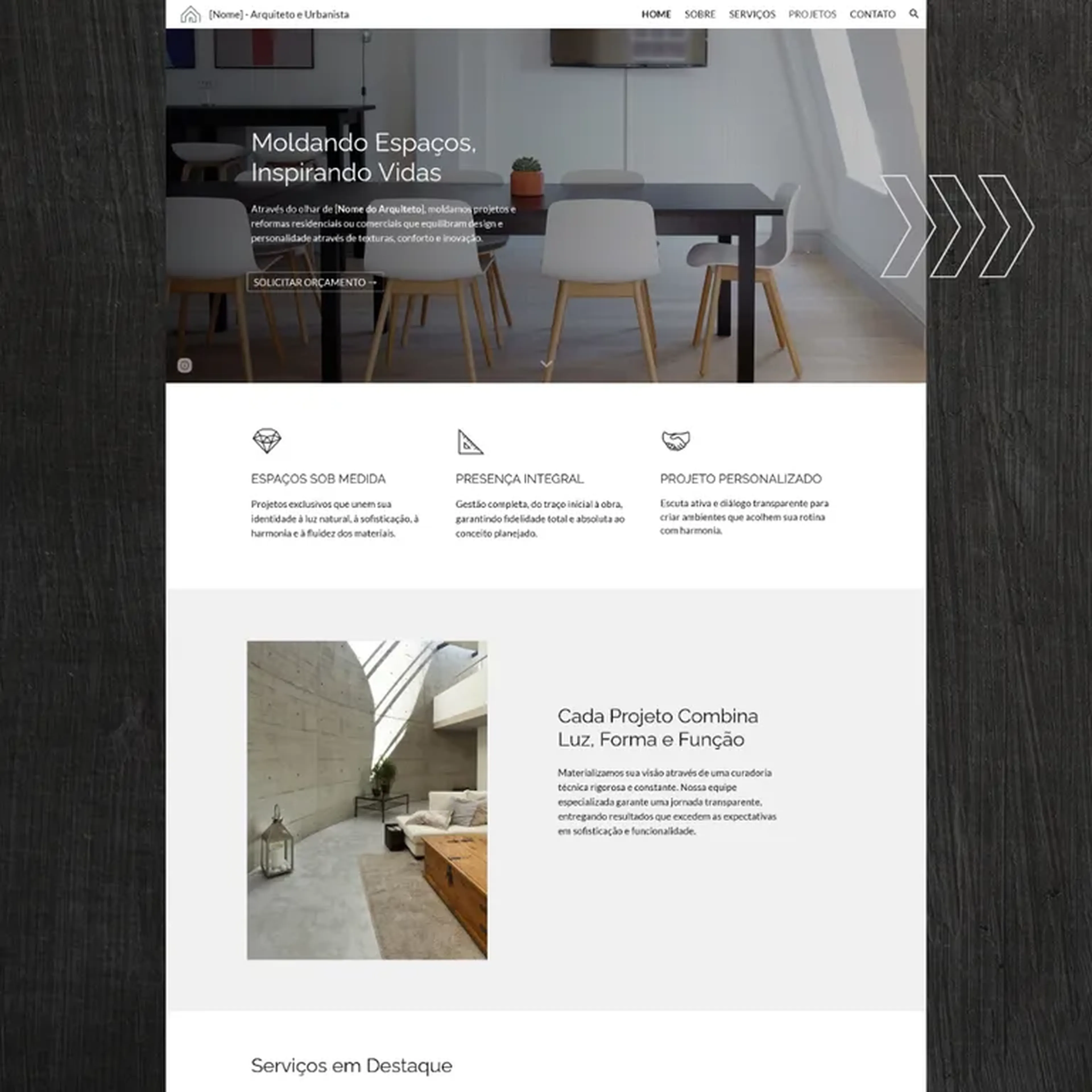 Template ARQUITETO Google Sites imagem