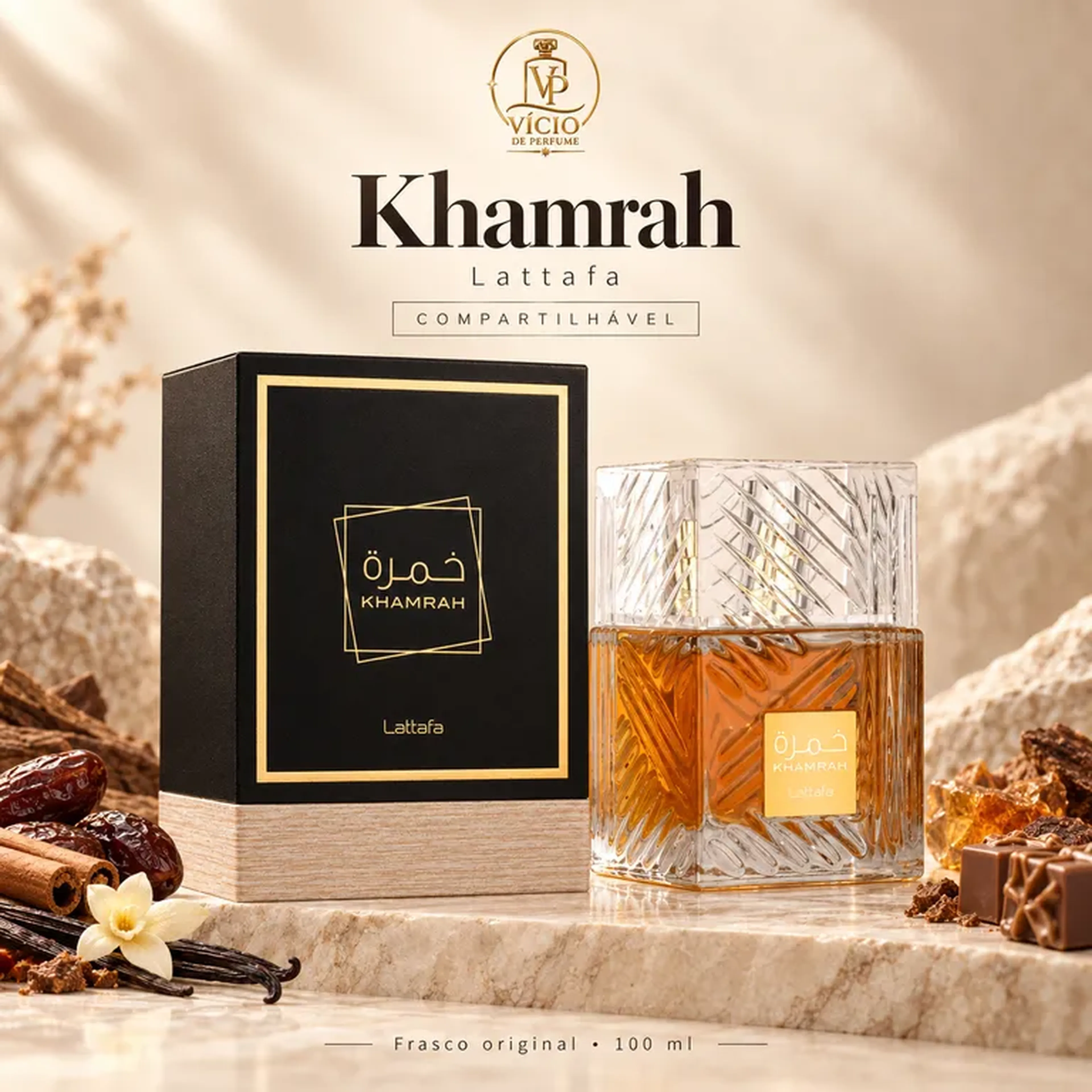 Khamrah Eau de Parfum - Lattafa Unissex 100ml imagem