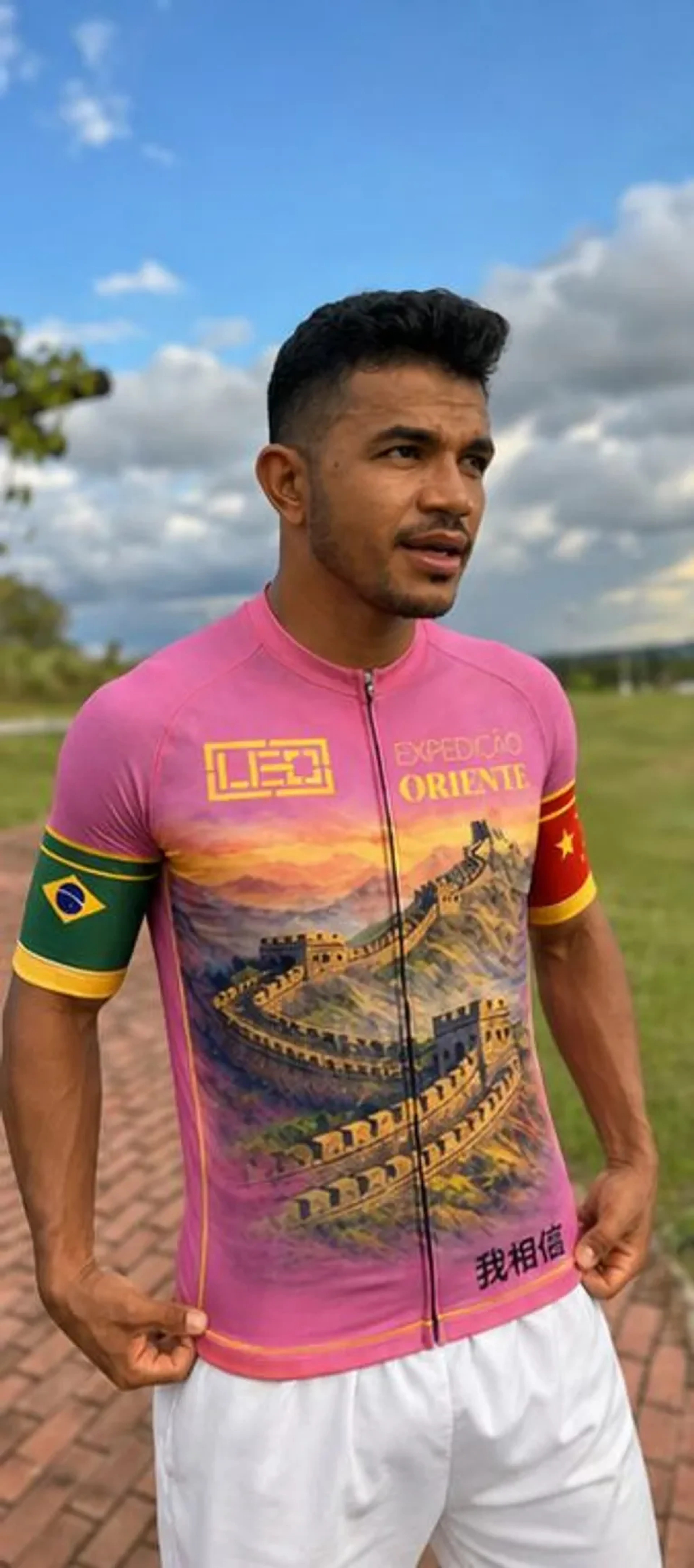 Camisa de ciclismo Expediçao Oriente rosa imagem