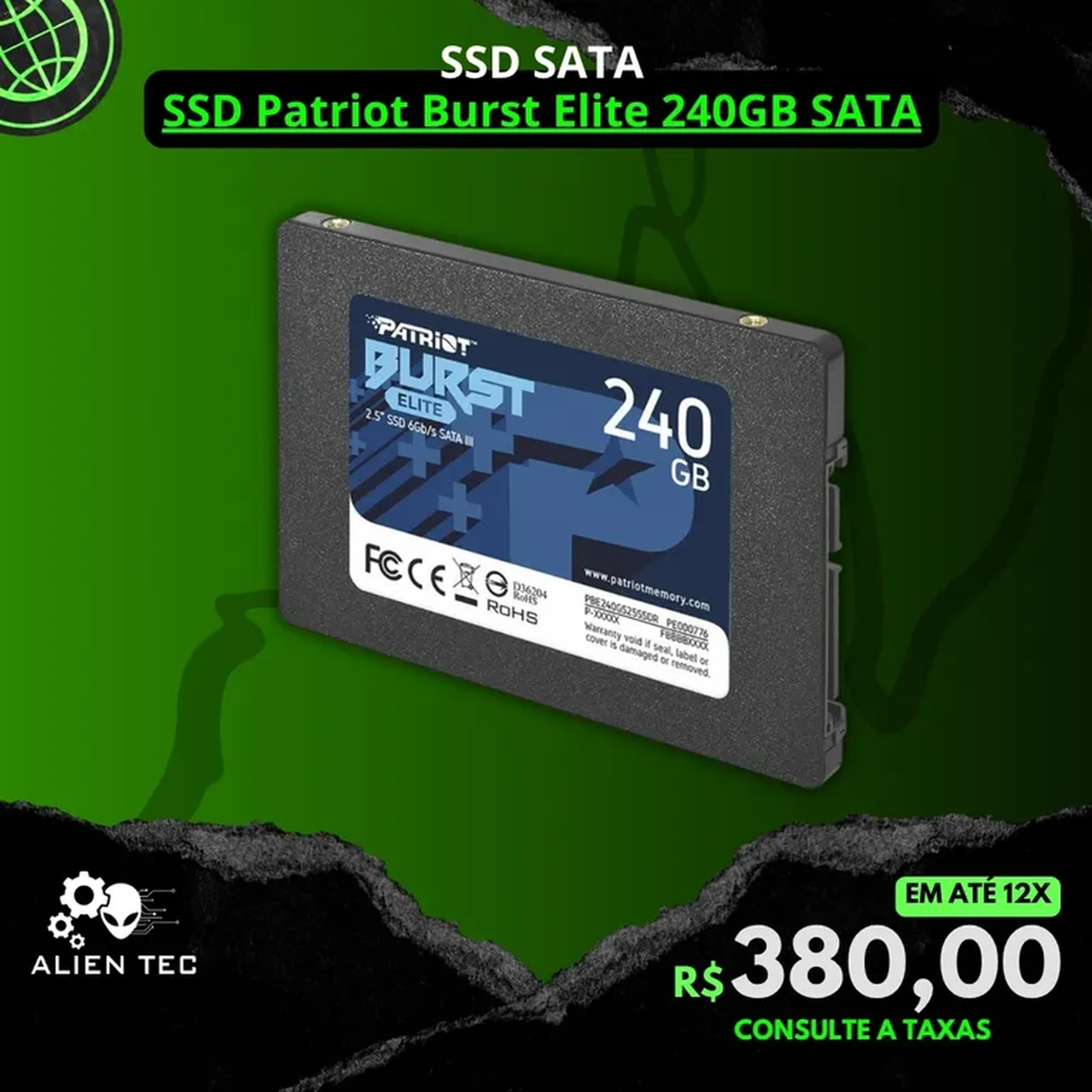 SSD Patriot Burst Elite 240GB SATA imagem