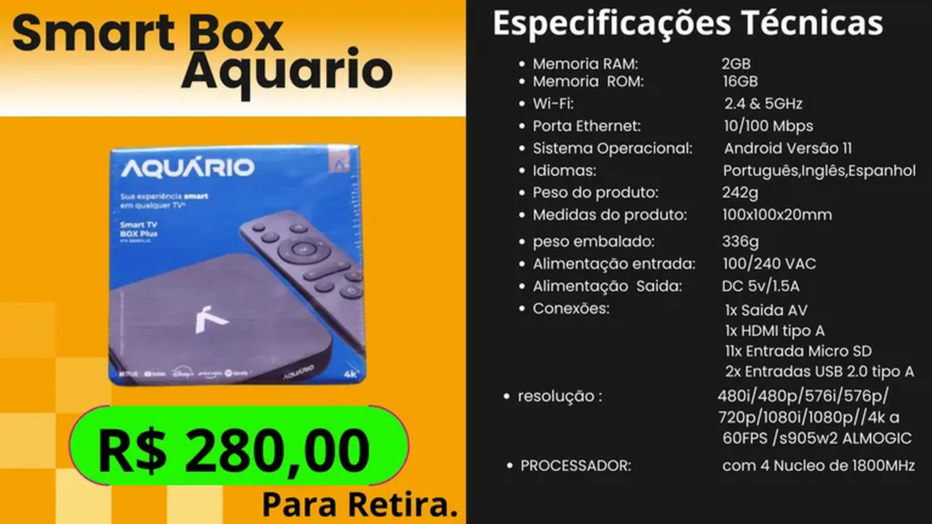 Aquário smart Box transformar tv LED em Smartv imagem