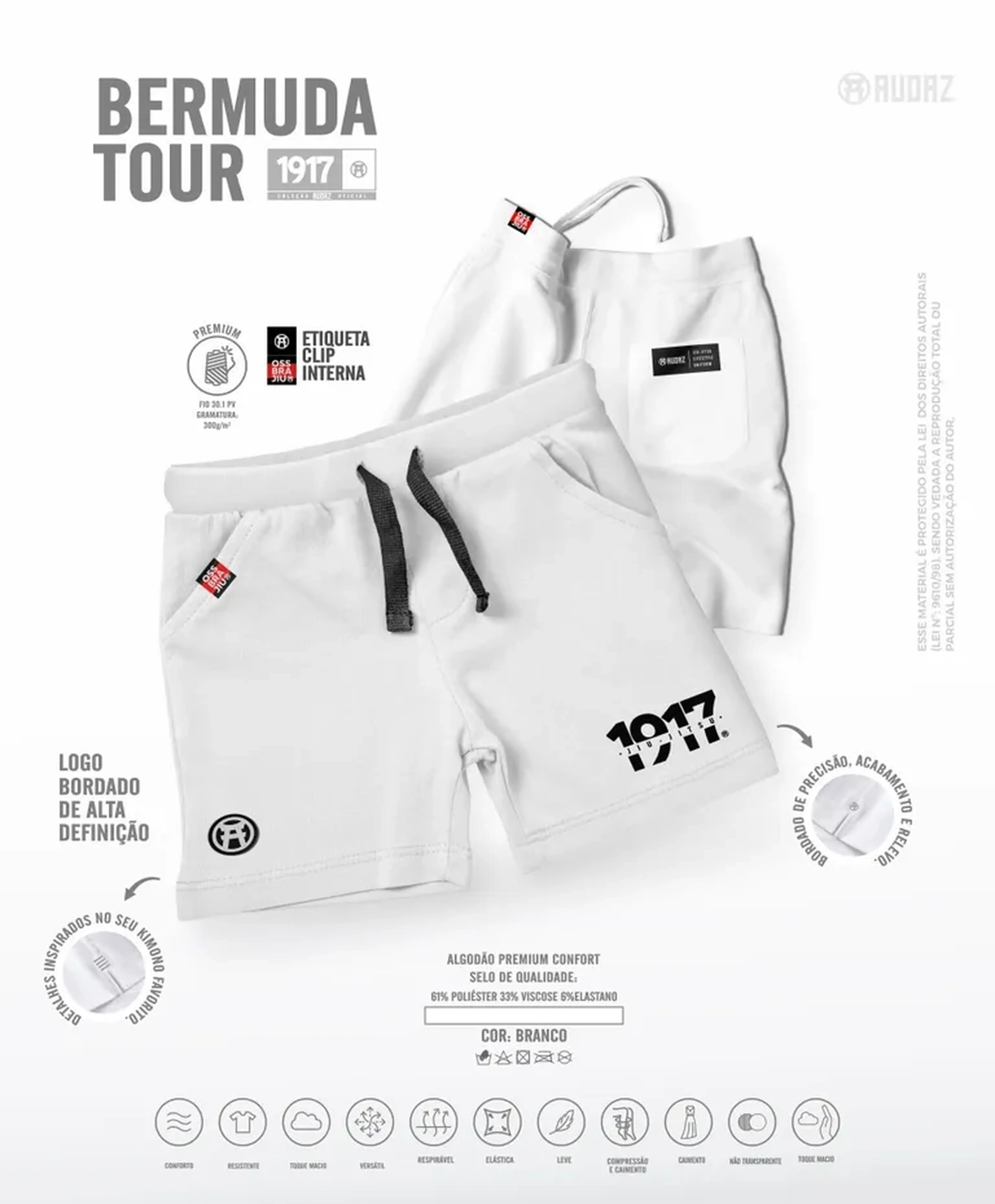 Bermuda Tour 1917 Audaz - Branco imagem