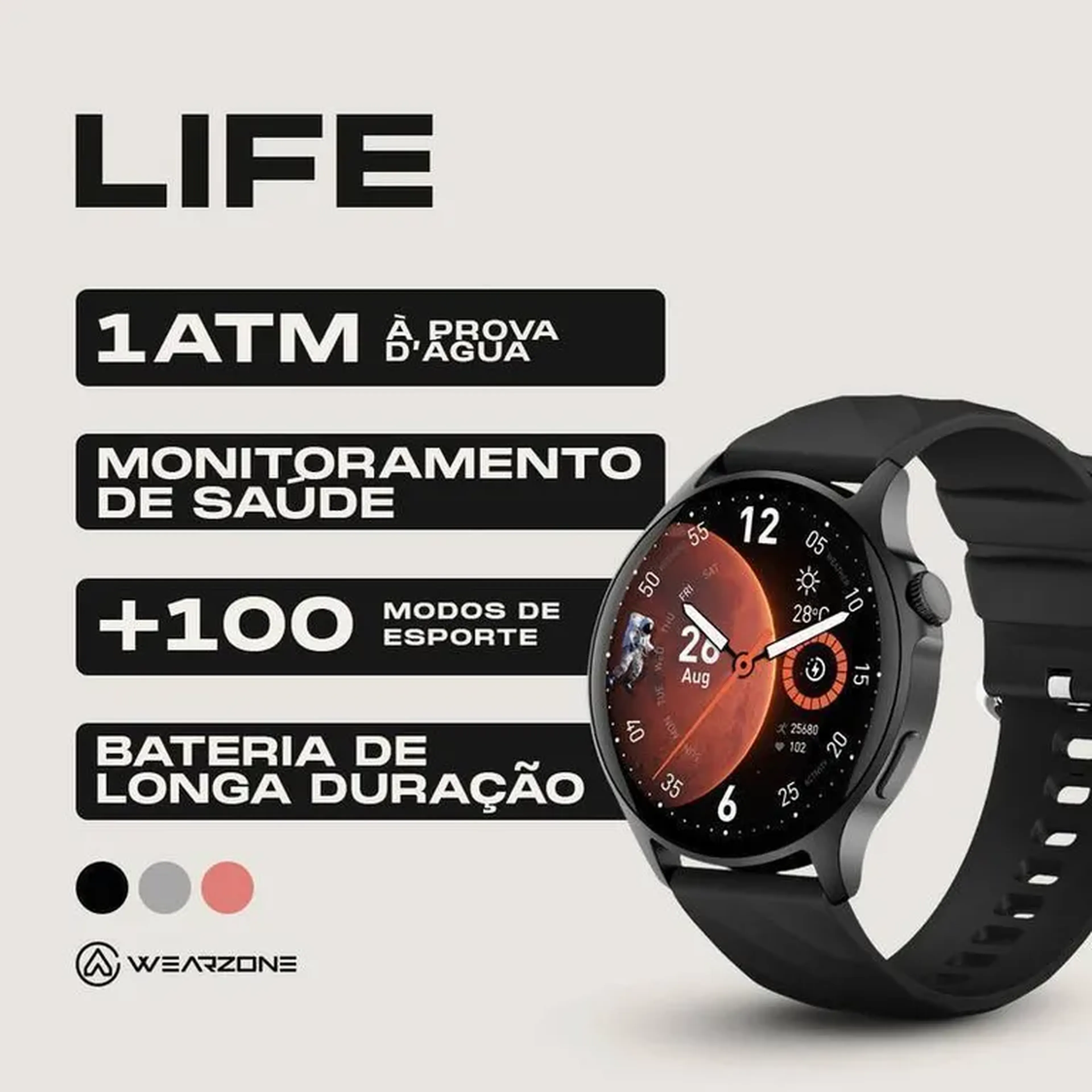 LIFE WEARZONE A PROVA D'ÁGUA 1 ATM AMOLED | BATERIA ALTA DURAÇÃO imagem