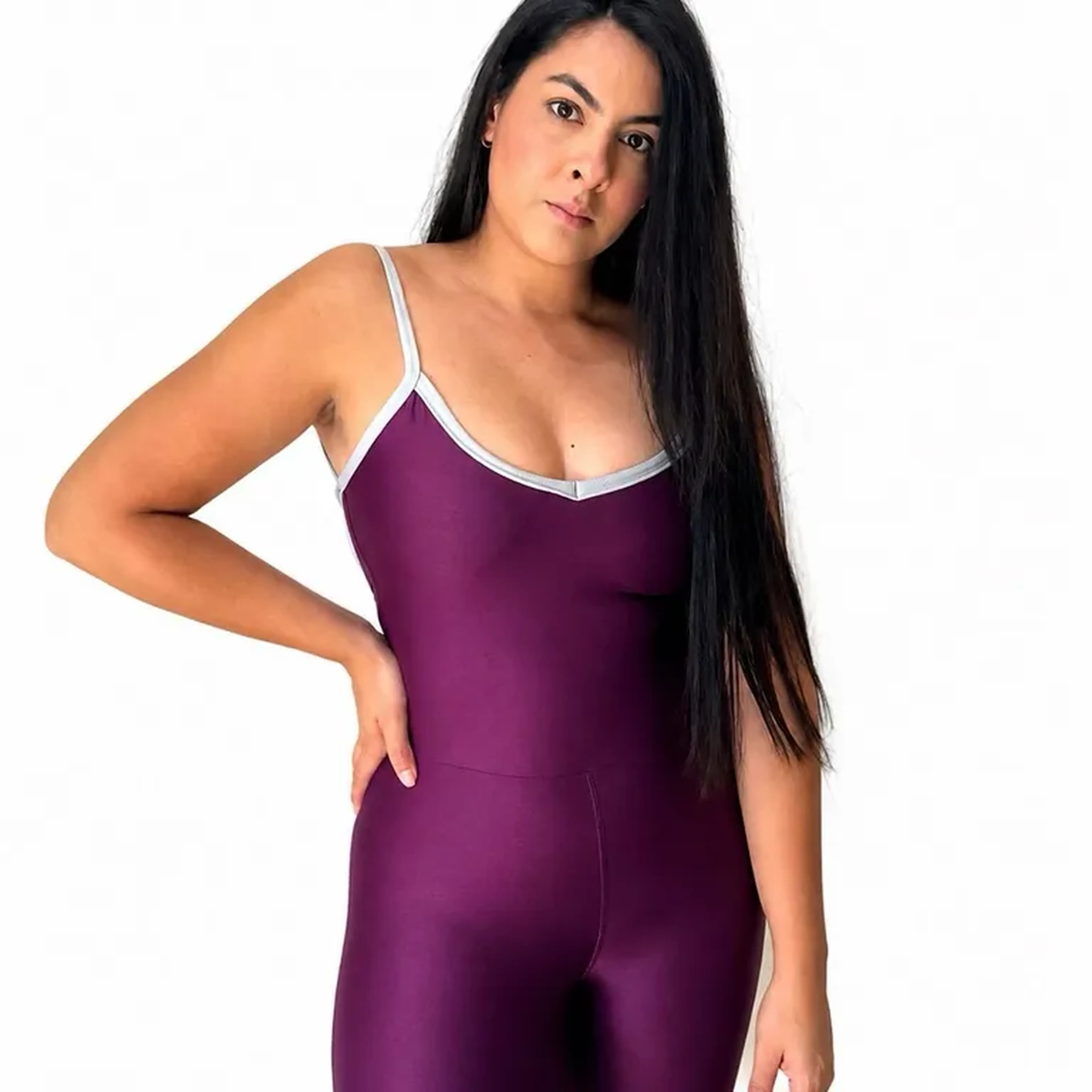 Macacão Longo - Roxo com Prata imagem
