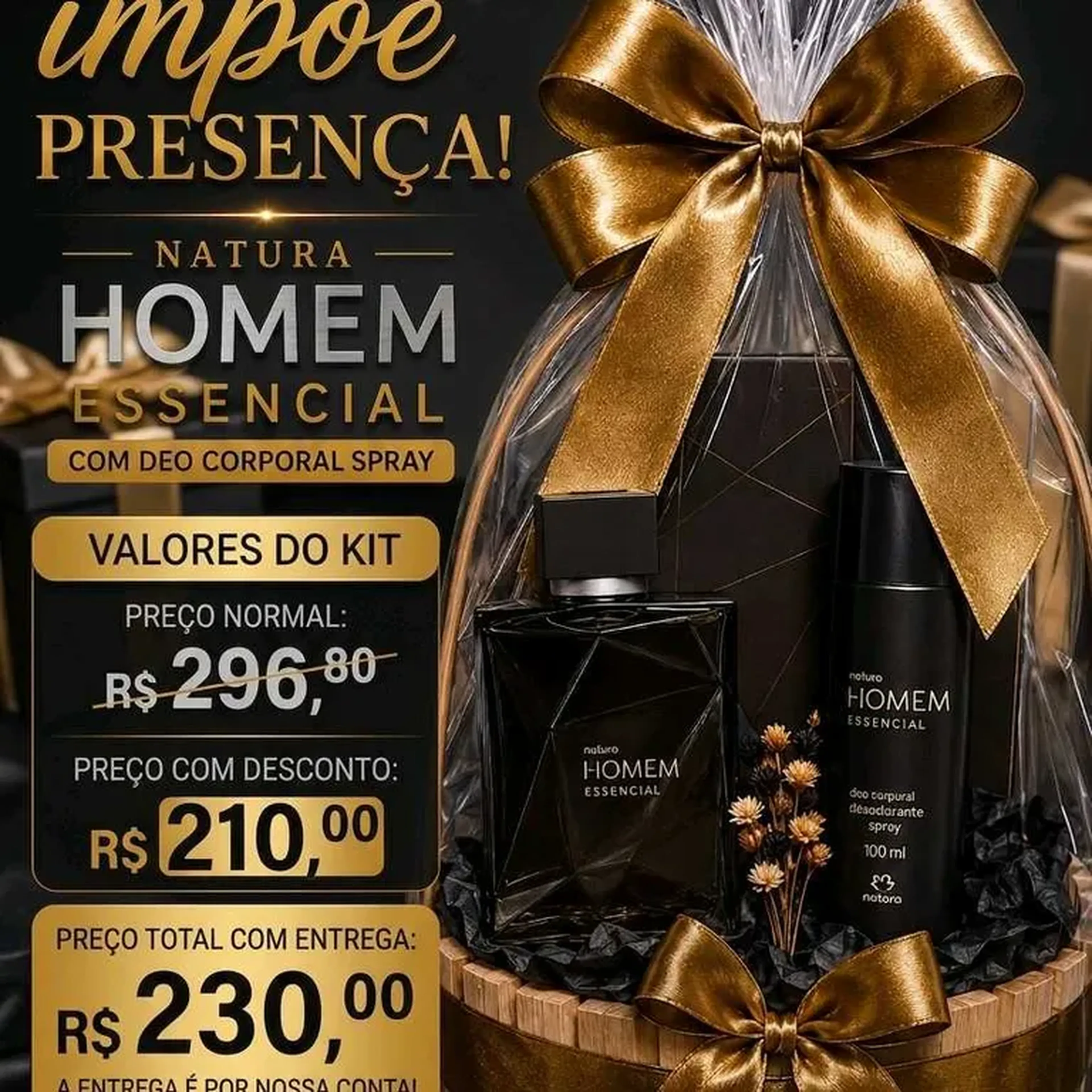 Kit presente com Perfume Colônia + Deo Corporal Spray (100 ml) imagem