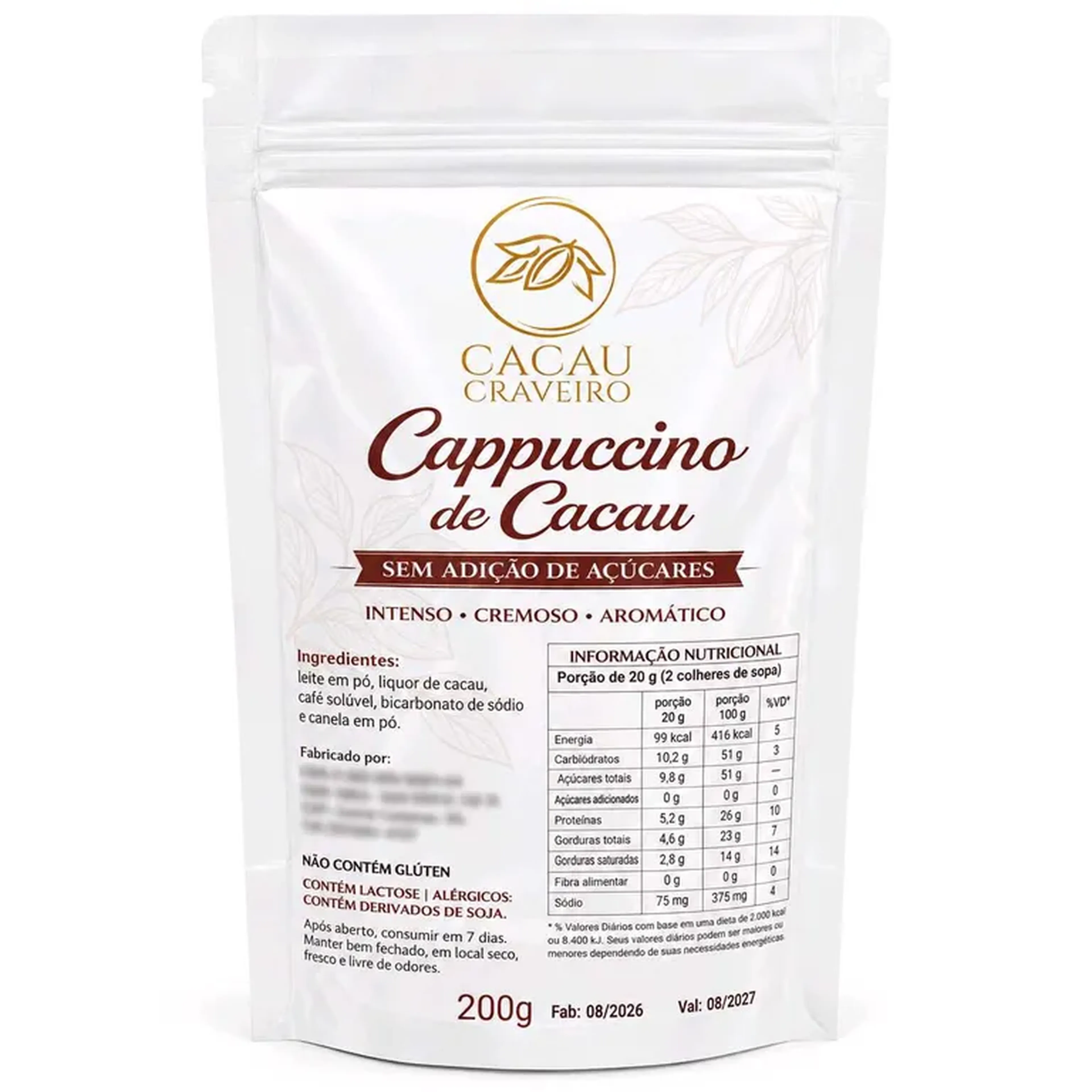 Cappuccino de cacau 200g imagem
