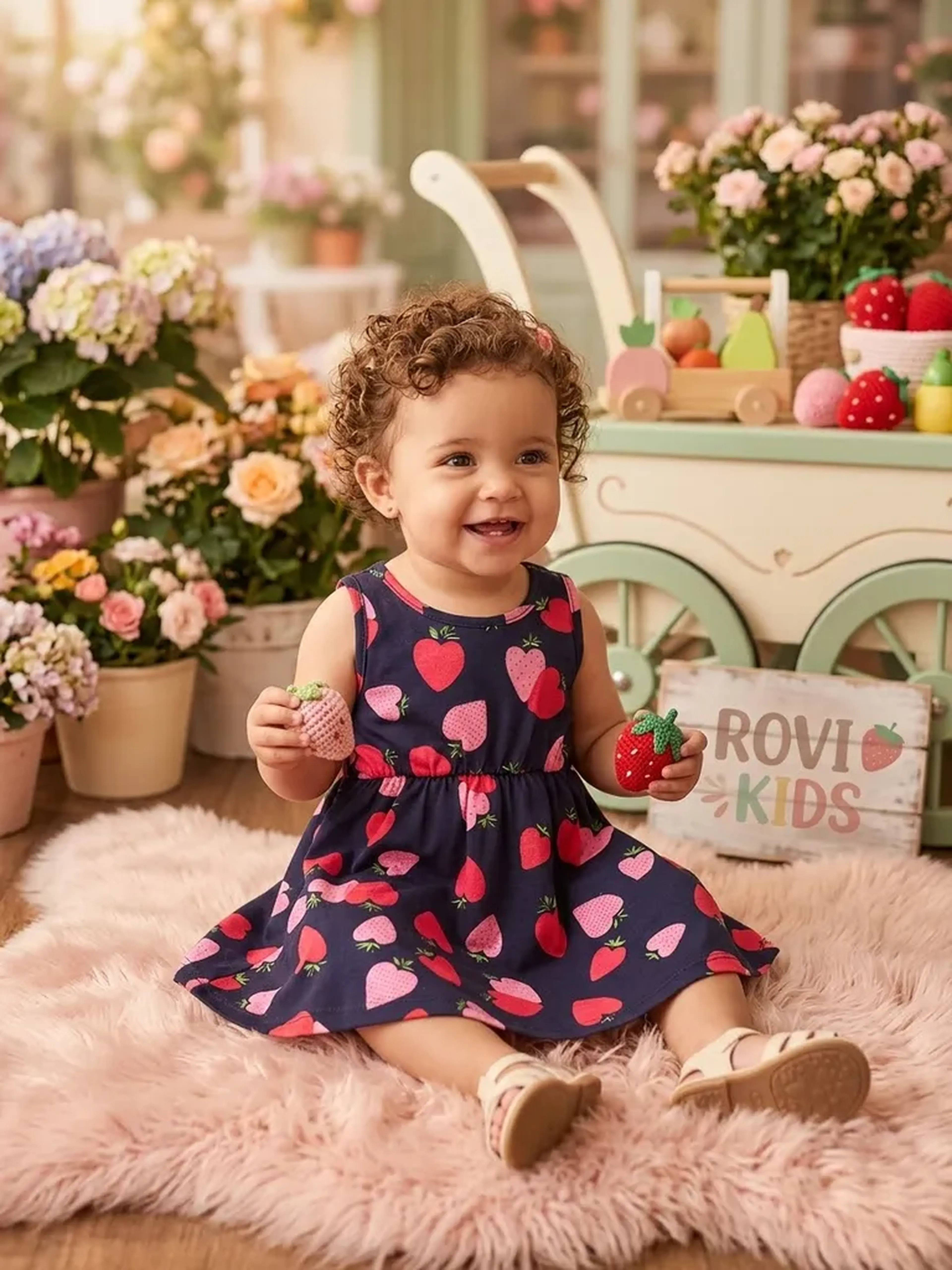 Vestido infantil morango imagem