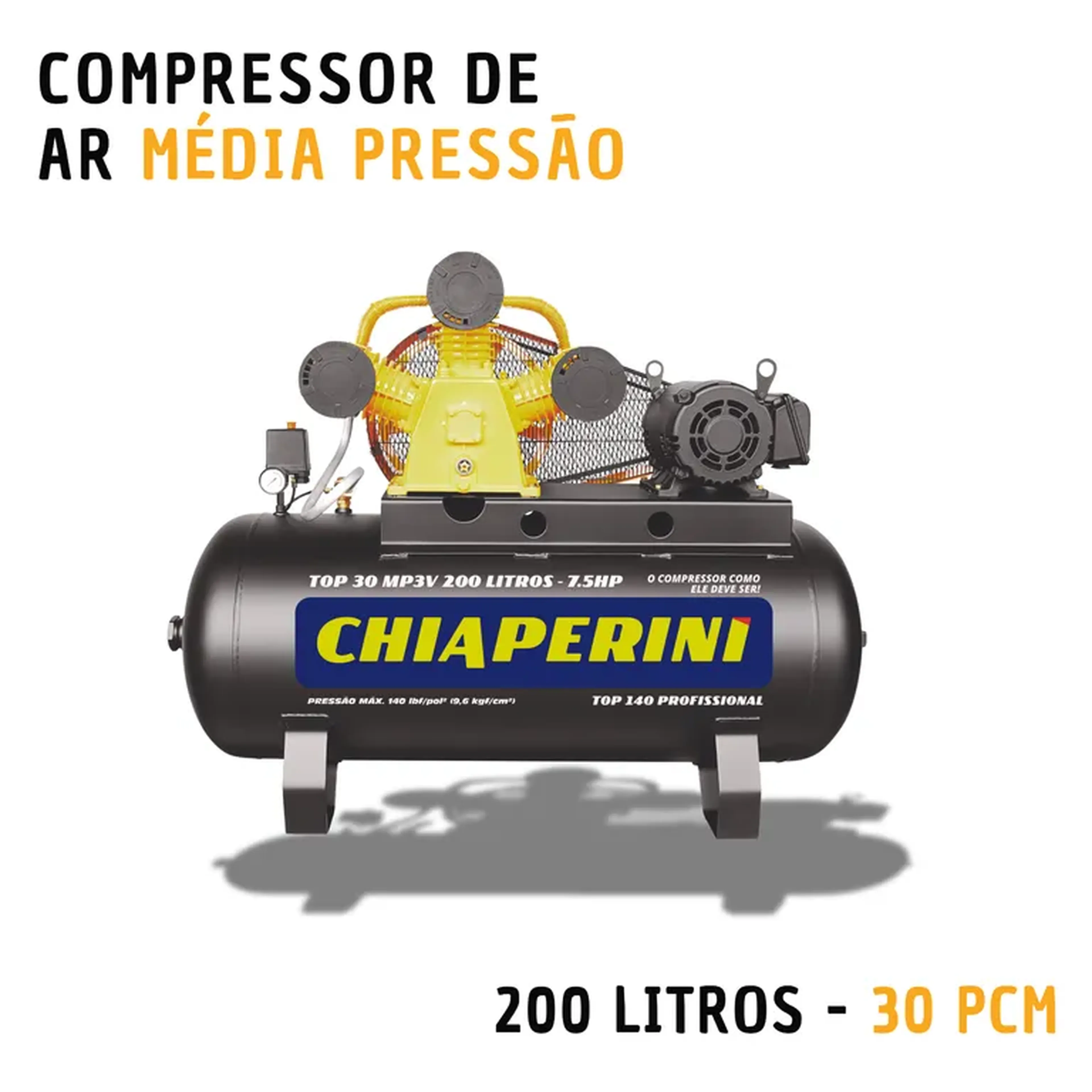 Compressor de ar média pressão 200 litros (30 pcm) imagem