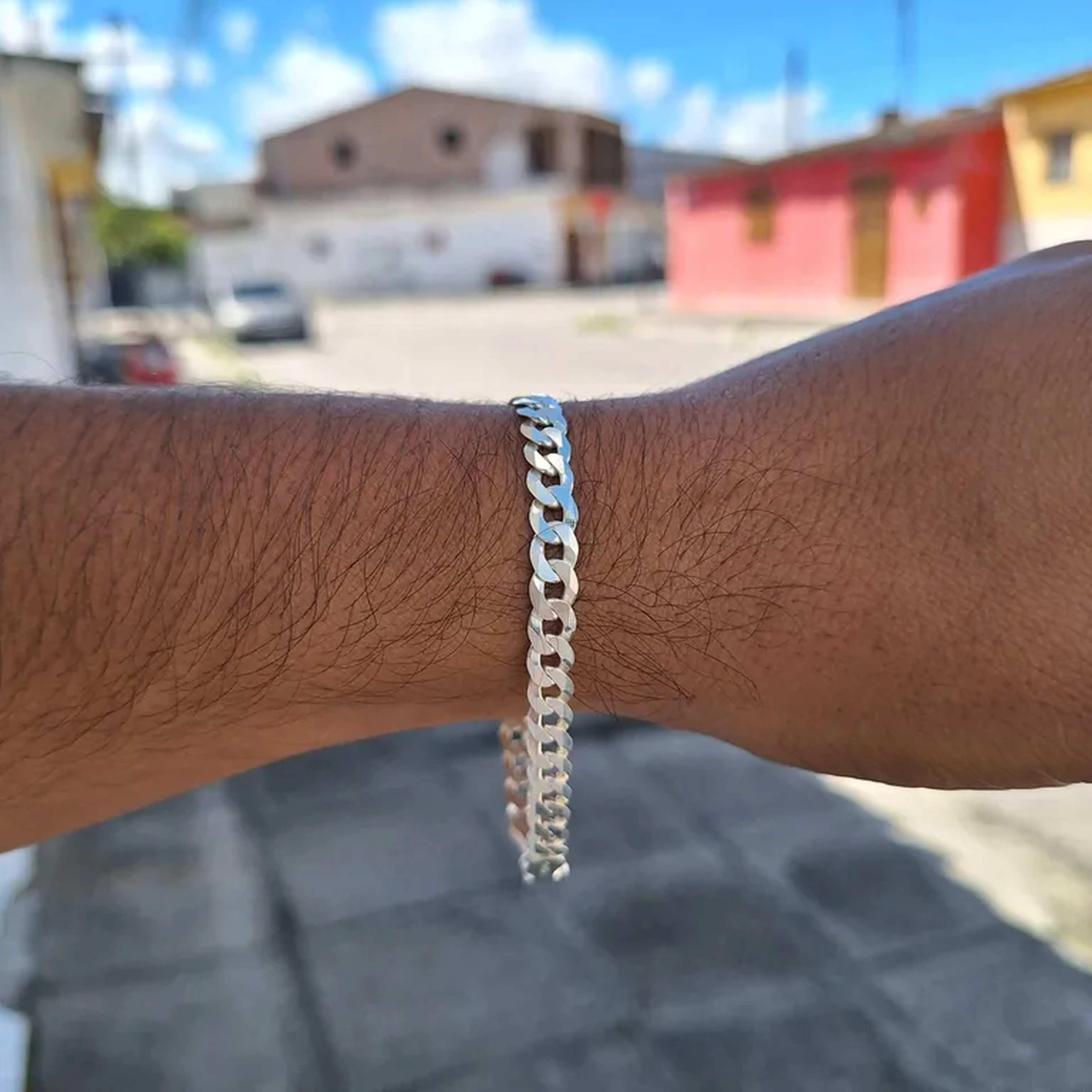 Pulseira de prata 6mm escamada 🇮🇹 imagem