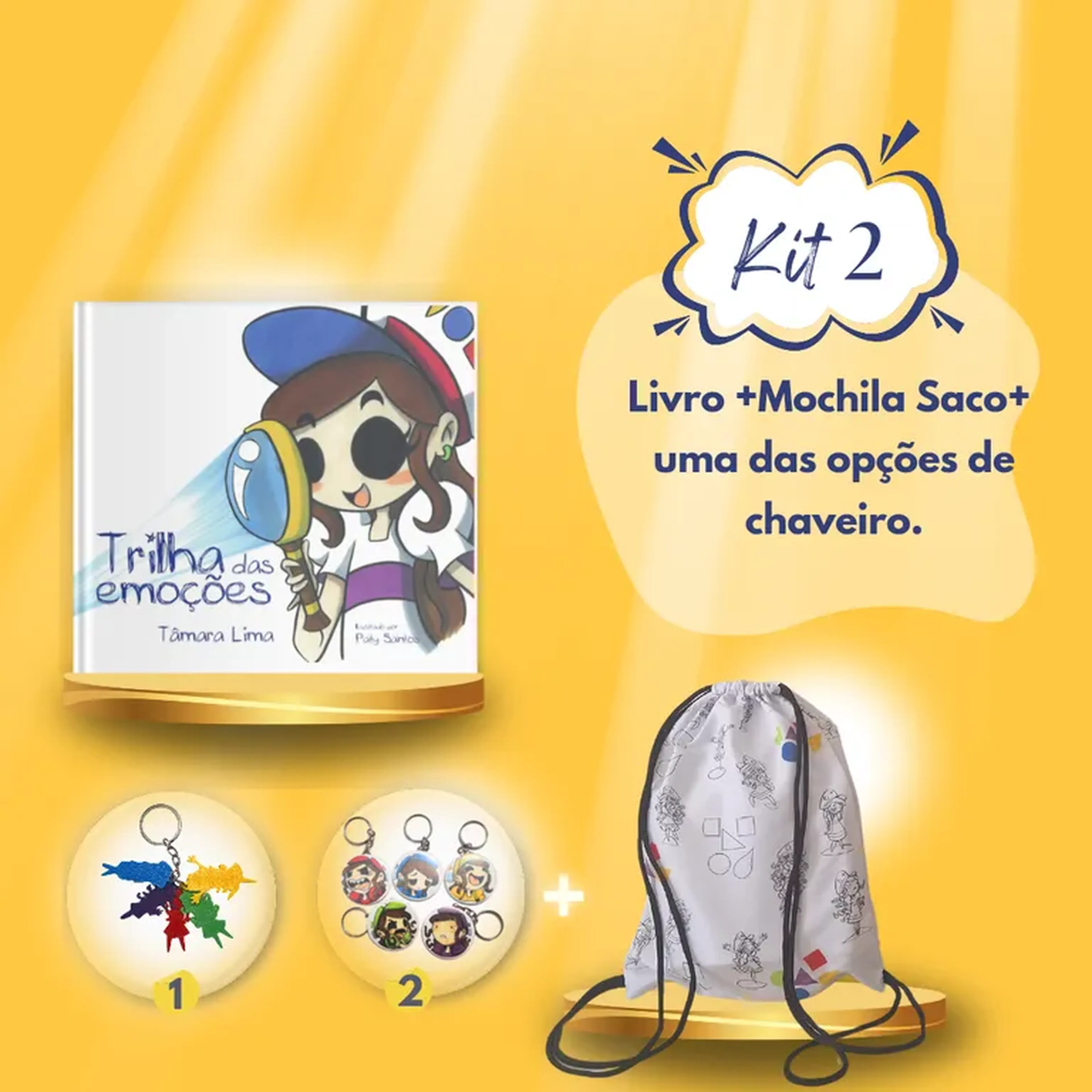 Kit2 Livro Trilha das Emoções (Mochila Saco + 1 Chaveiro). imagem
