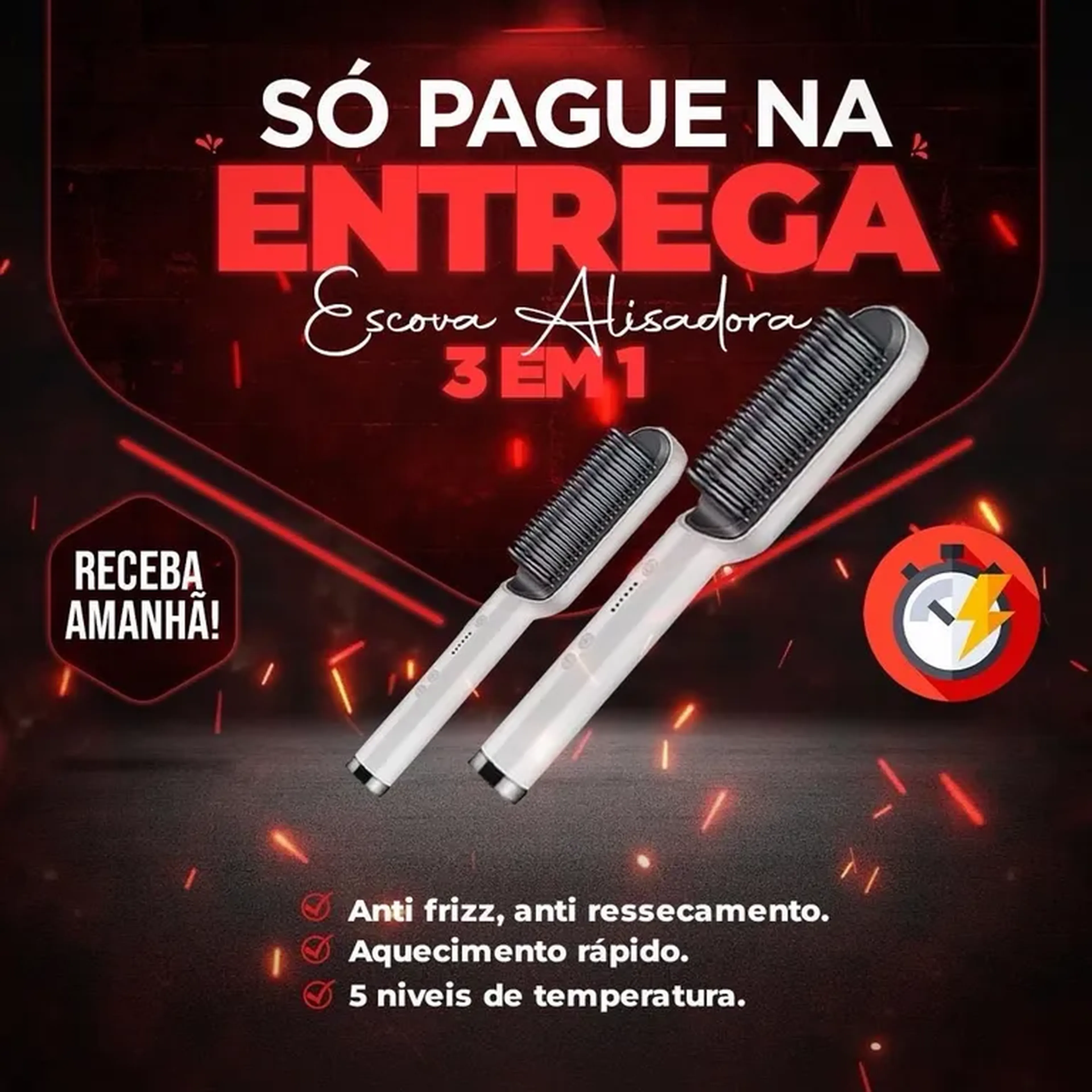 Escova alisadora 3 em 1 imagem