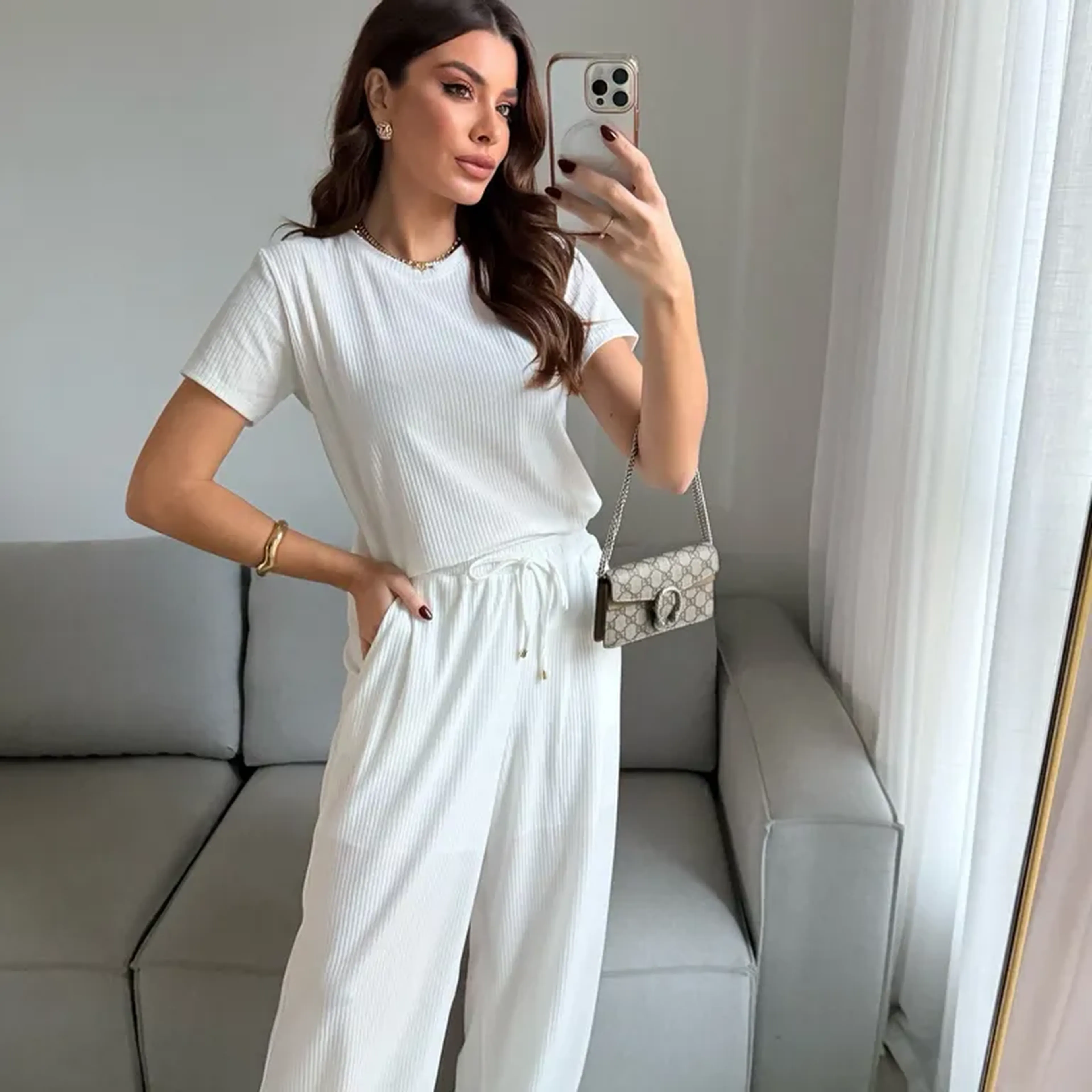 Conjunto Canelado Amanda - Off White imagem