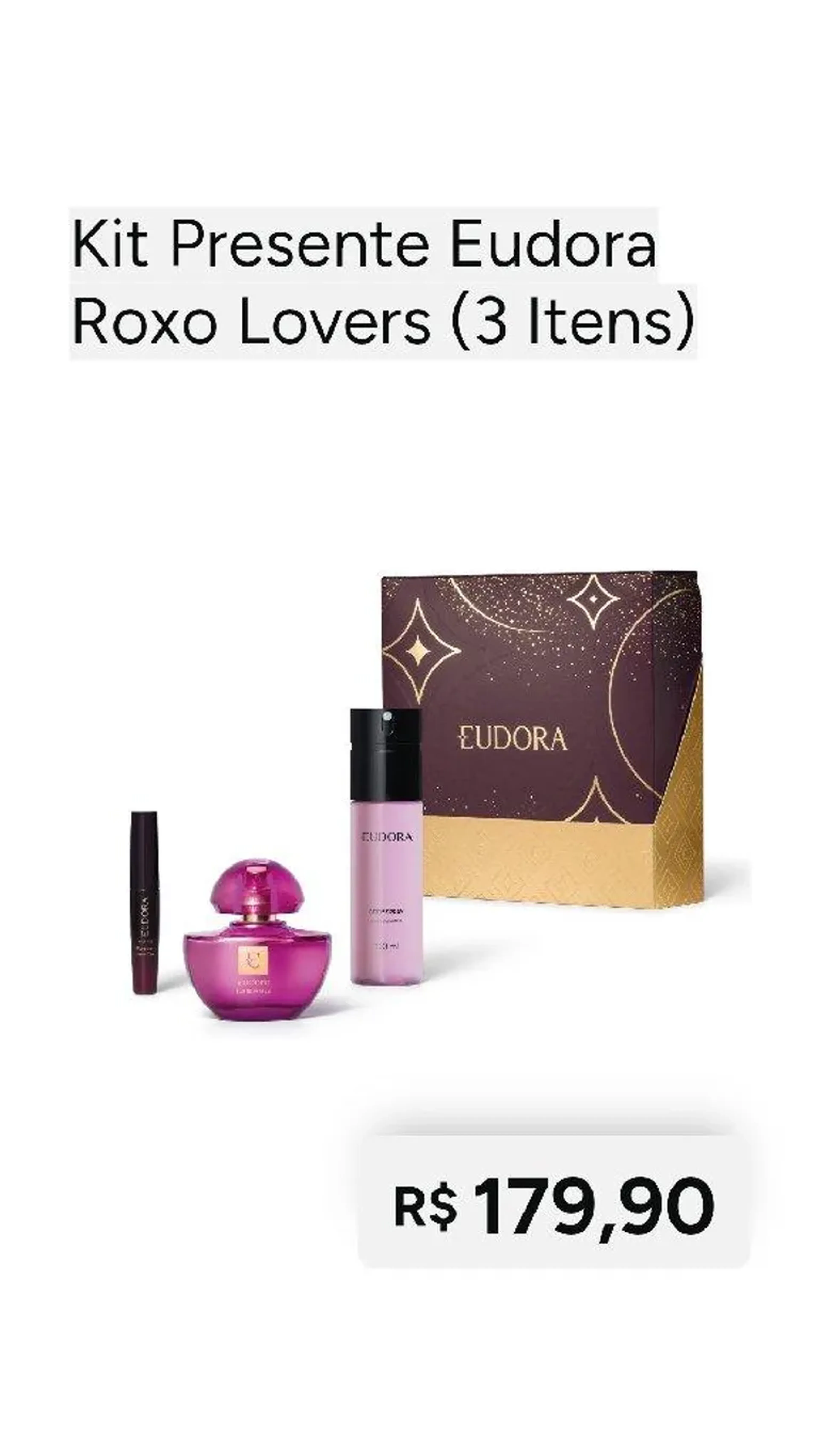 Kit Presente Eudora Roxo Lovers (3 Itens) imagem