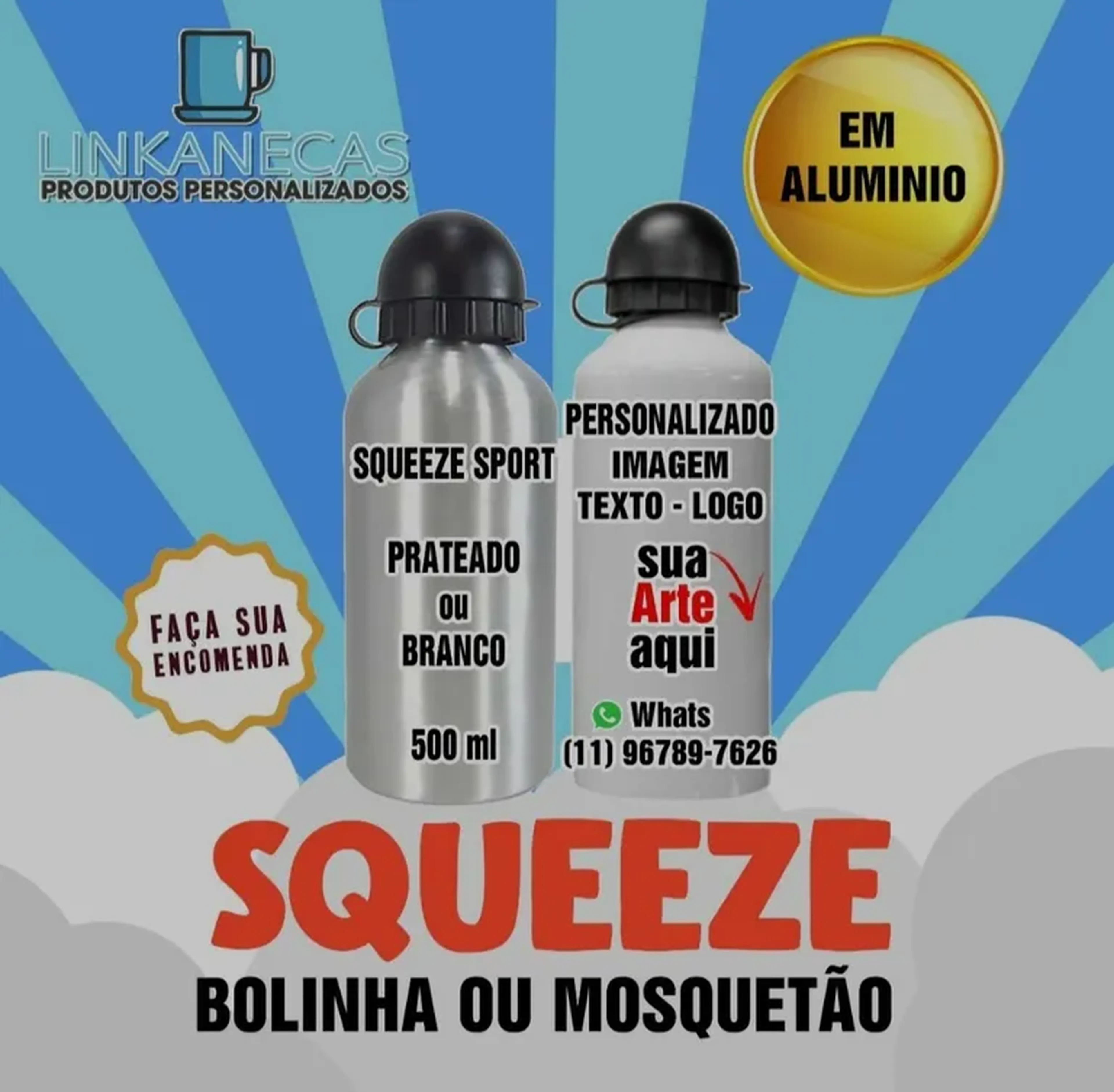 Squeeze de Alumínio (Tampa Bolinha) imagem