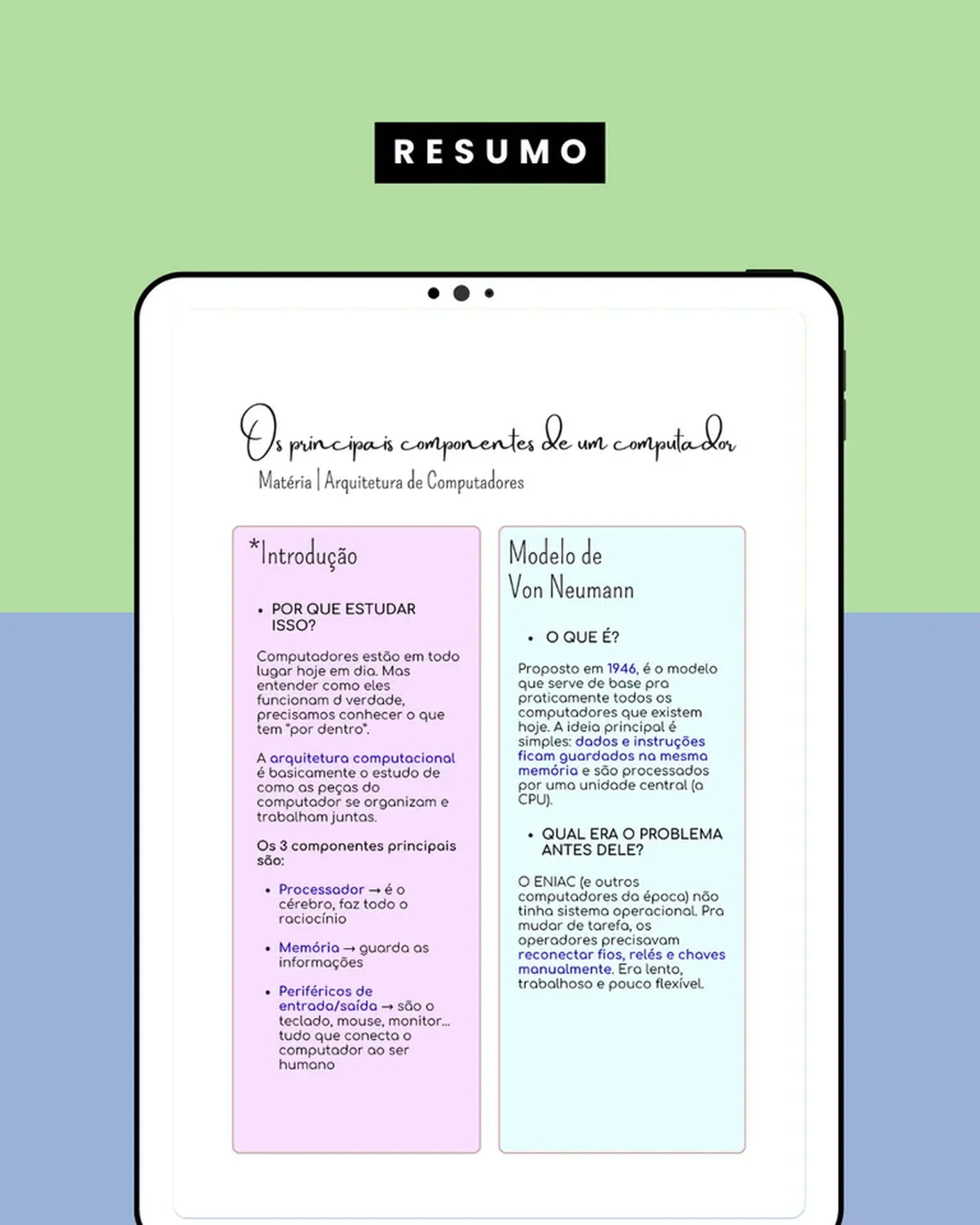 Resumo | Os principais componentes de um computador imagem