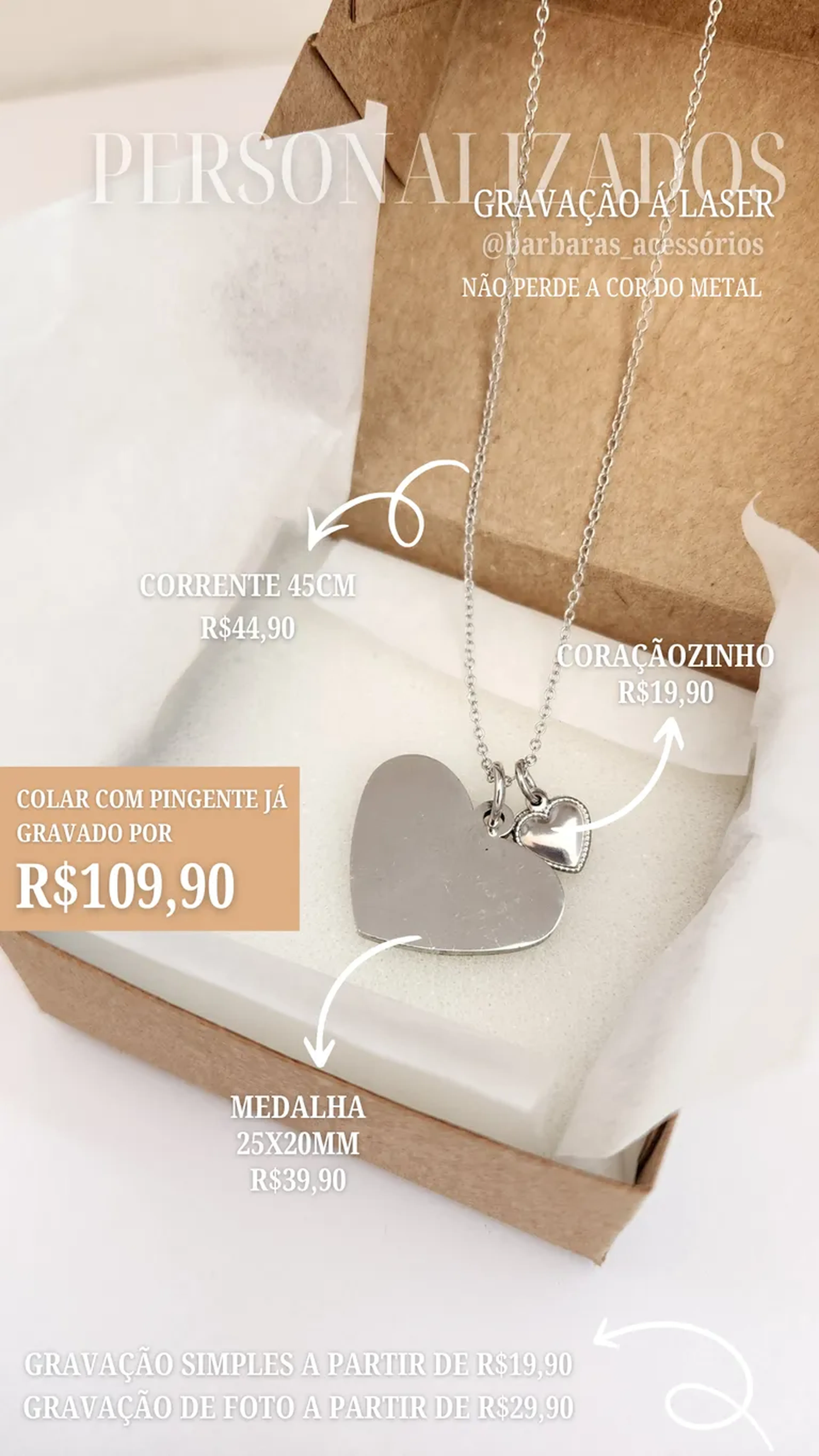 COLAR CORAÇAO 25X20MM AÇO imagem