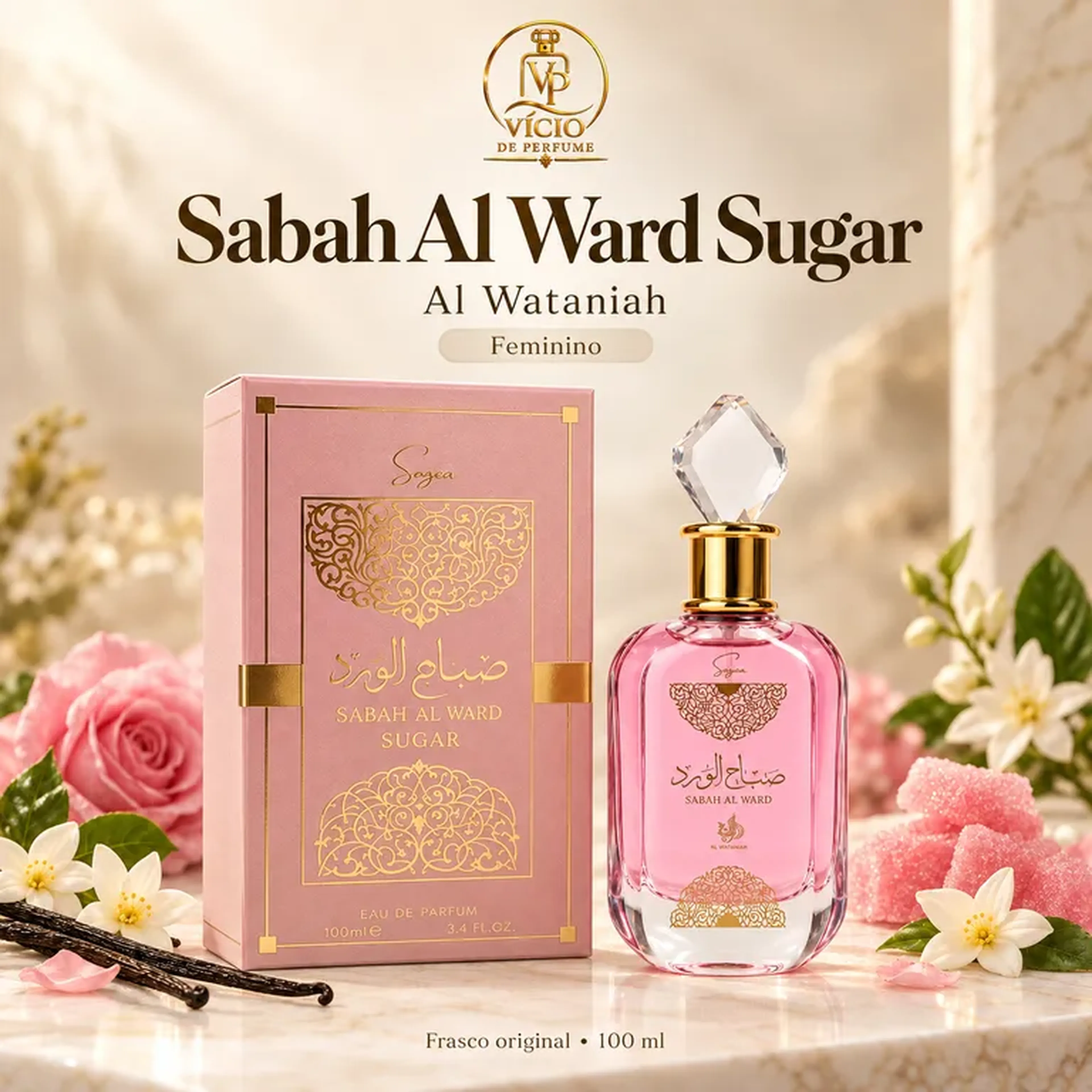 Sabah Al Ward Sugar Eau de Parfum - Al Wataniah Feminino 100ml imagem